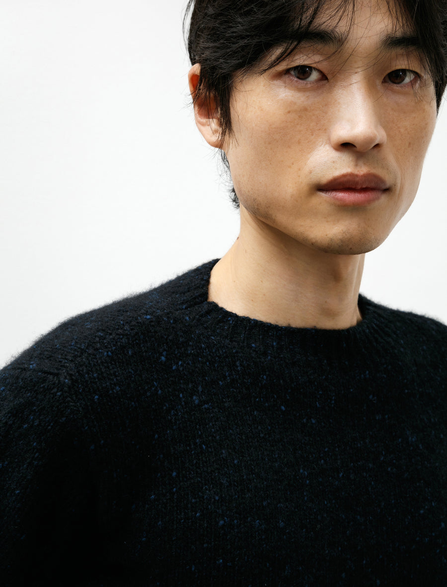 Cashmere Melange Knit P/O Top Navy Black - Image 4