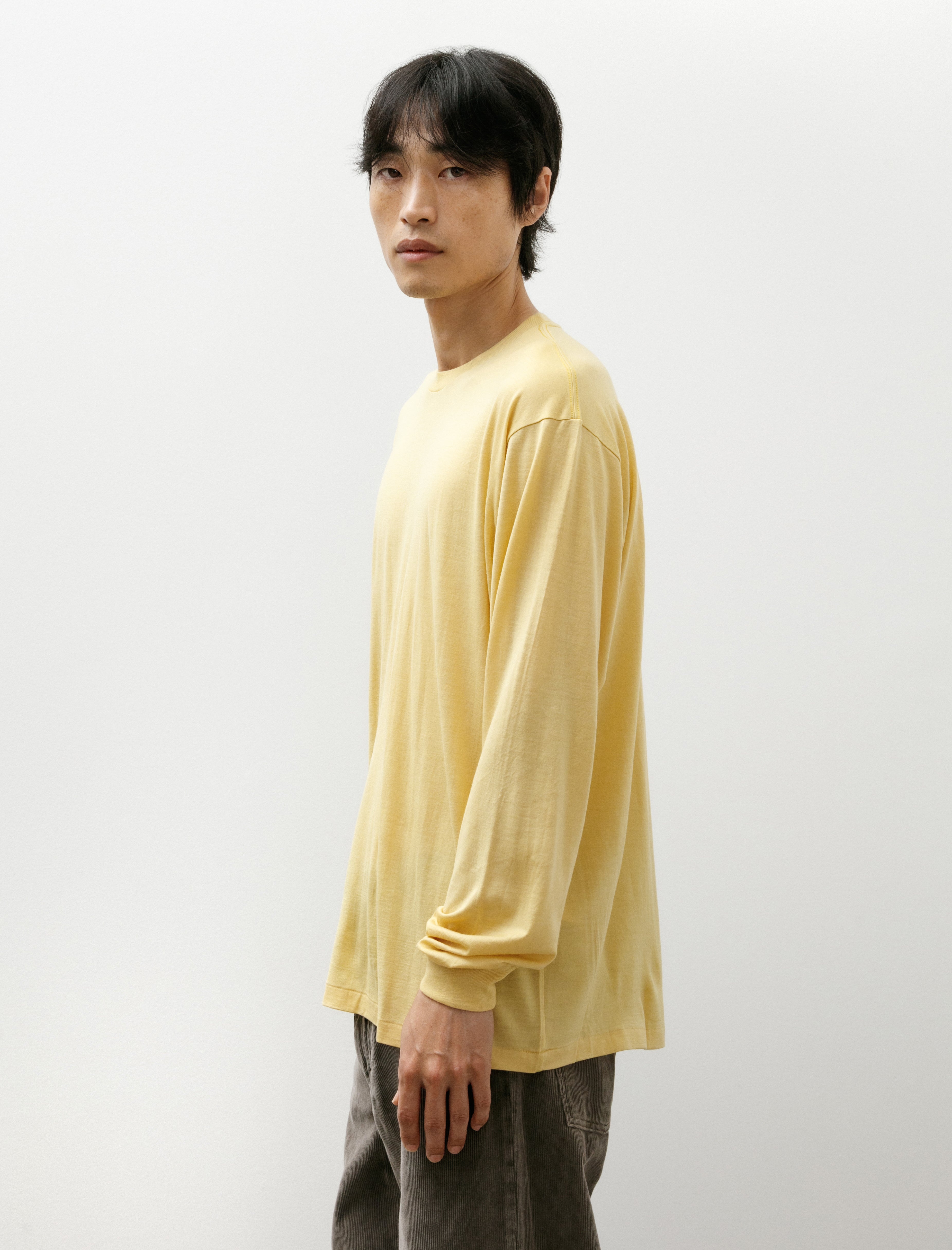 Auralee Wool Soft Jersey L/S Tee Mustard Yellow