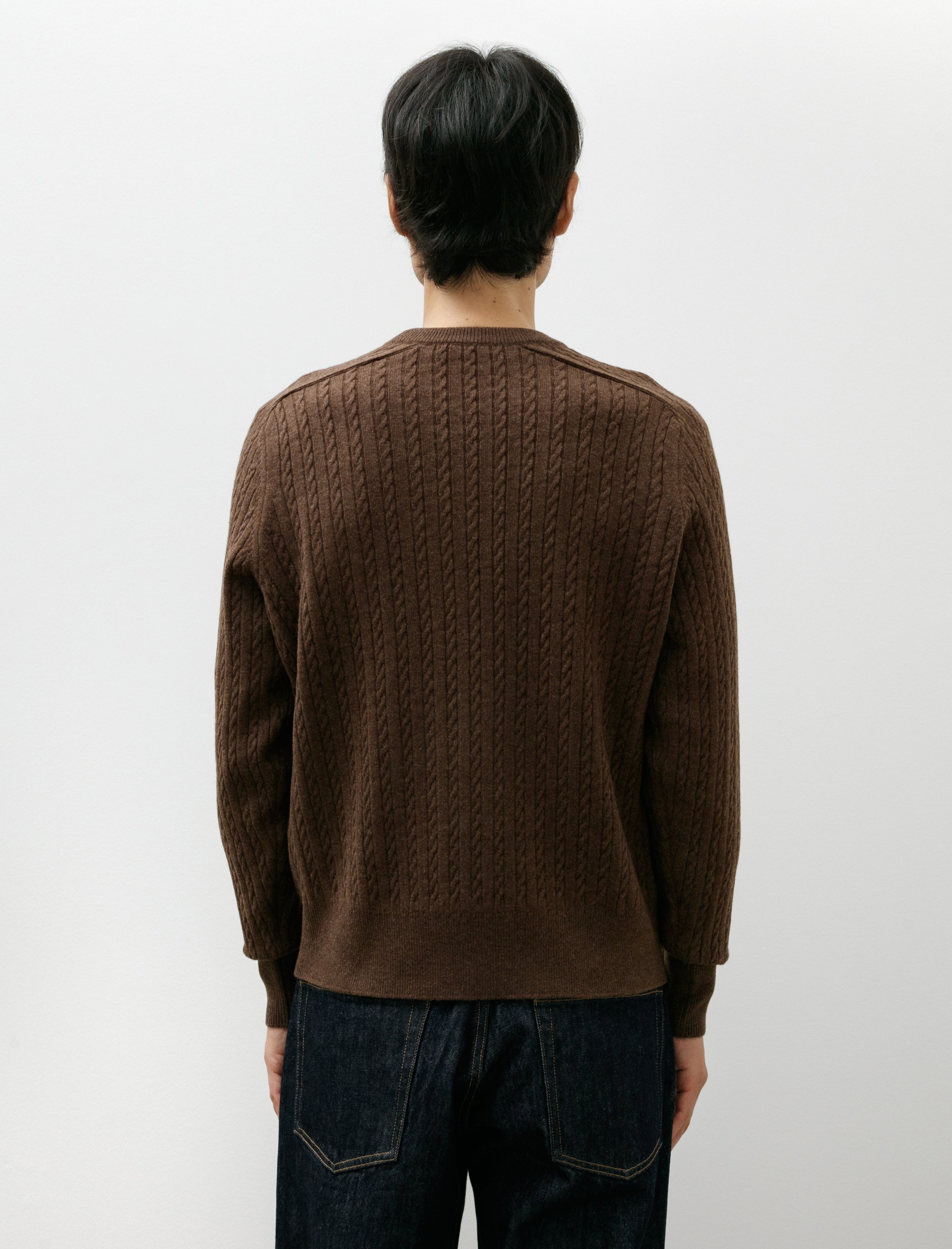 Auralee Super FIne Wool Aran Knit P/O Brown