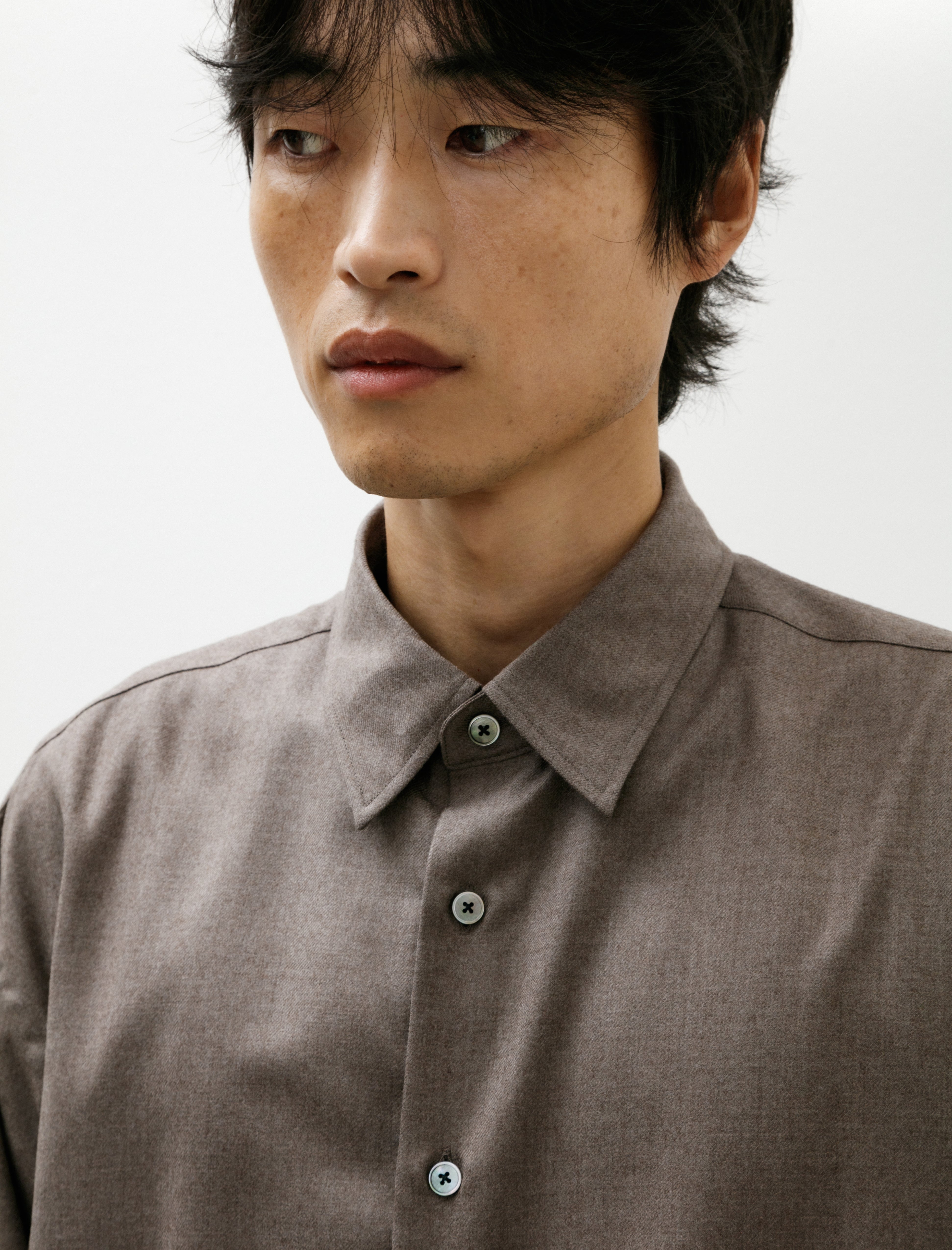 Auralee Super Light Wool Shirt Brown