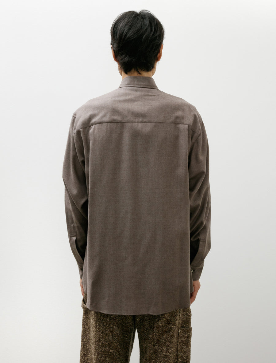 トップス AURALEE SUPER LIGHT WOOL SHIRT 23AW Auralee Super Light Wool Shirt Brown – Neighbour