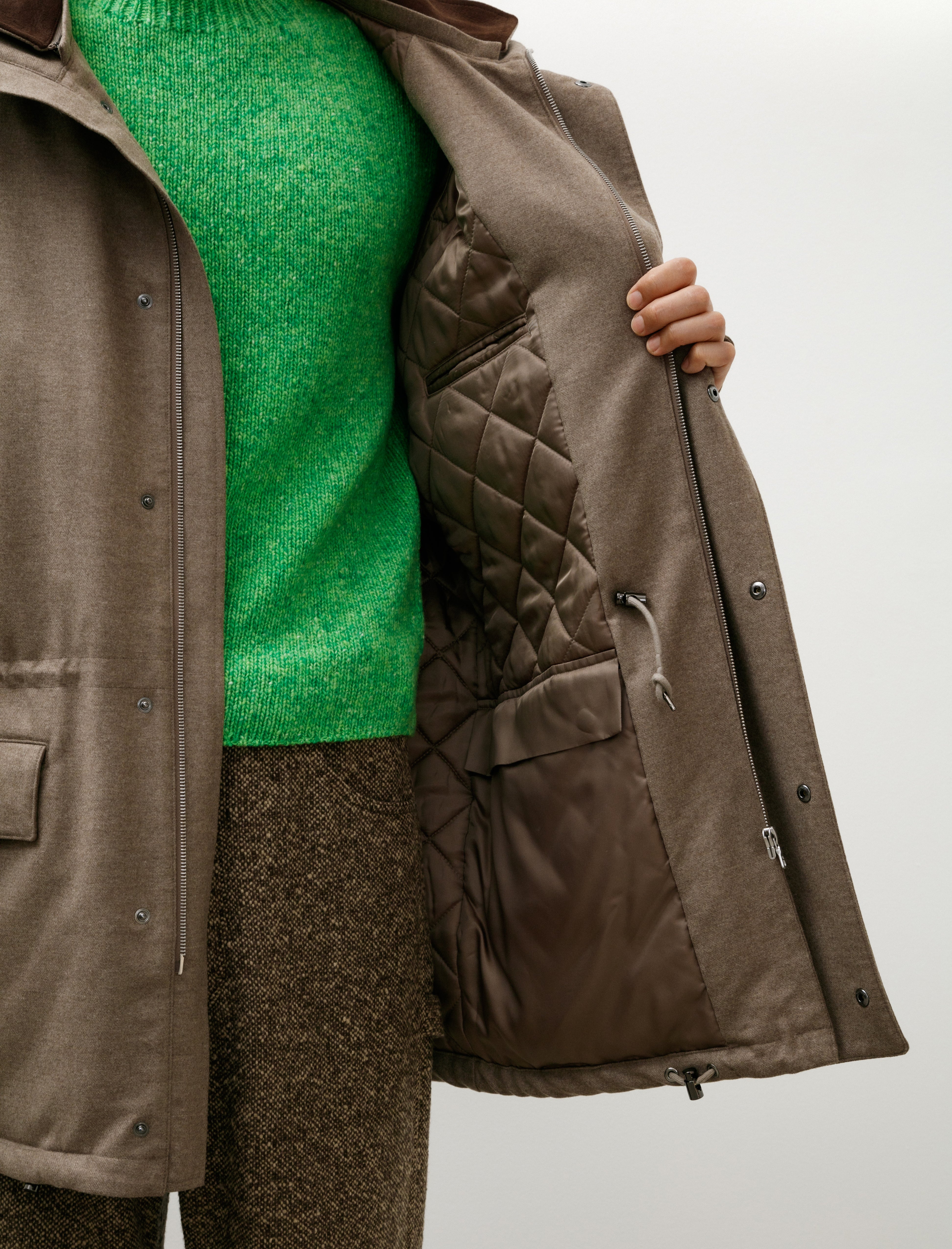 Auralee Wool Fulling Flannel Padded Over Blouson Top Brown