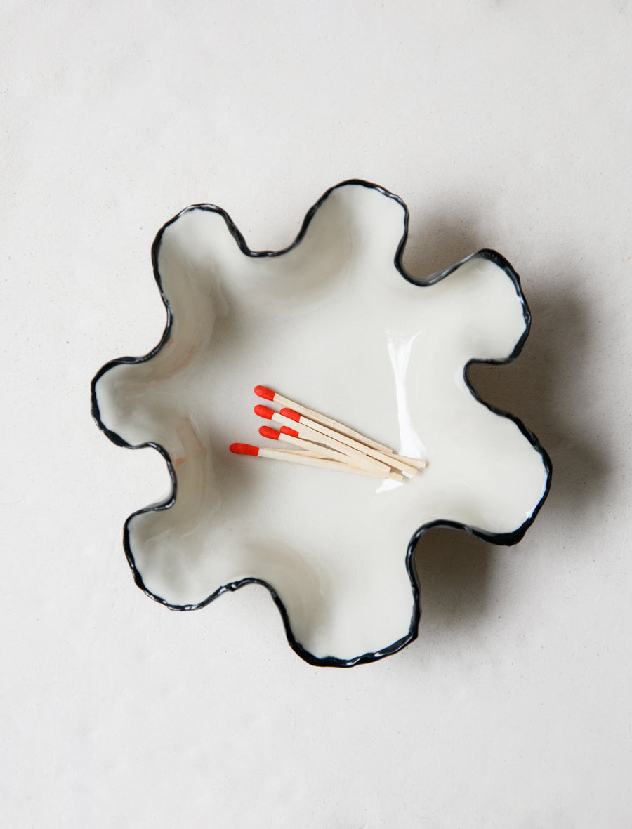Ruffle Bowl Black Rim #22 - Image 1