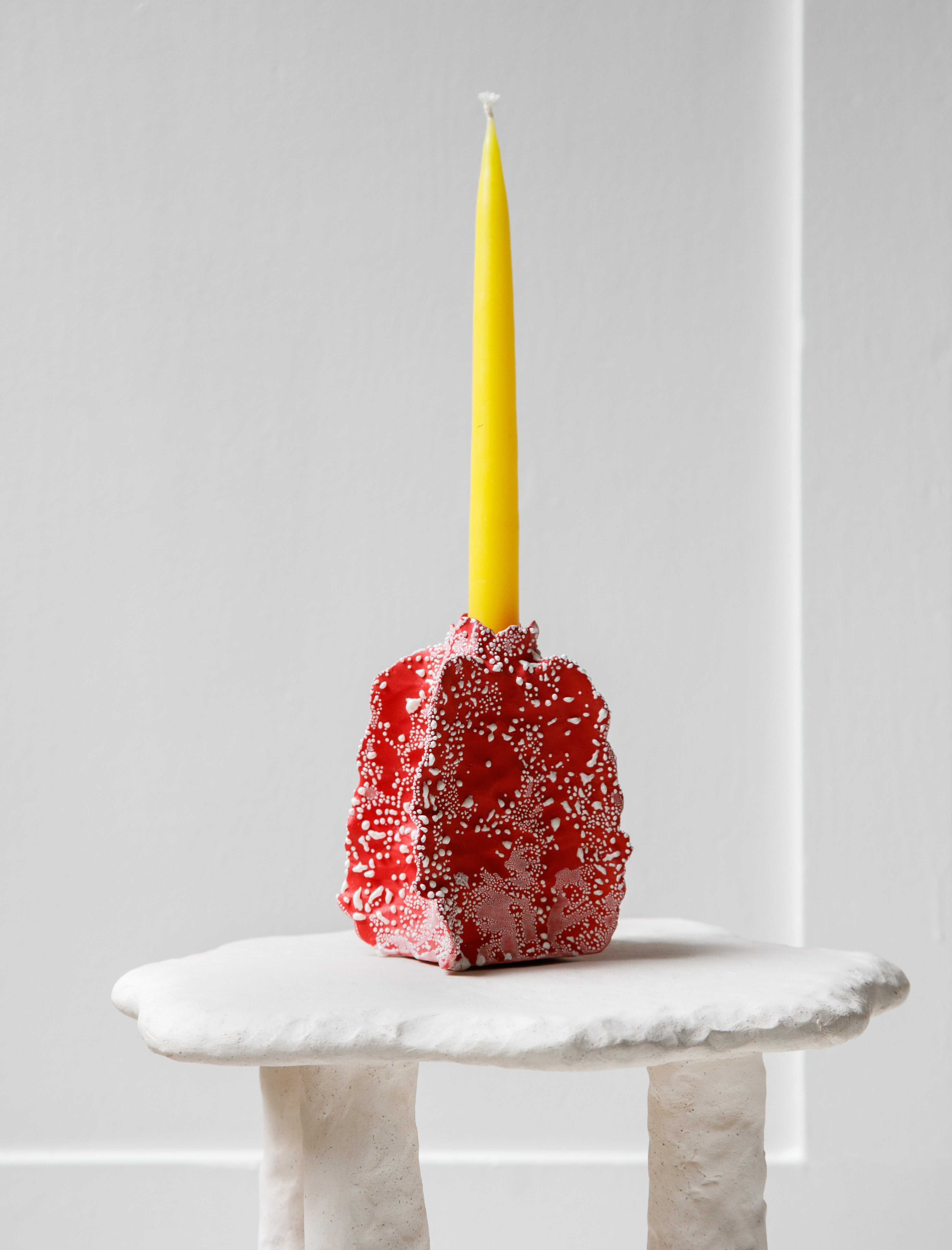 Nathalee Paolinelli Sigarylis Candle Stand Red/White Lichen #21