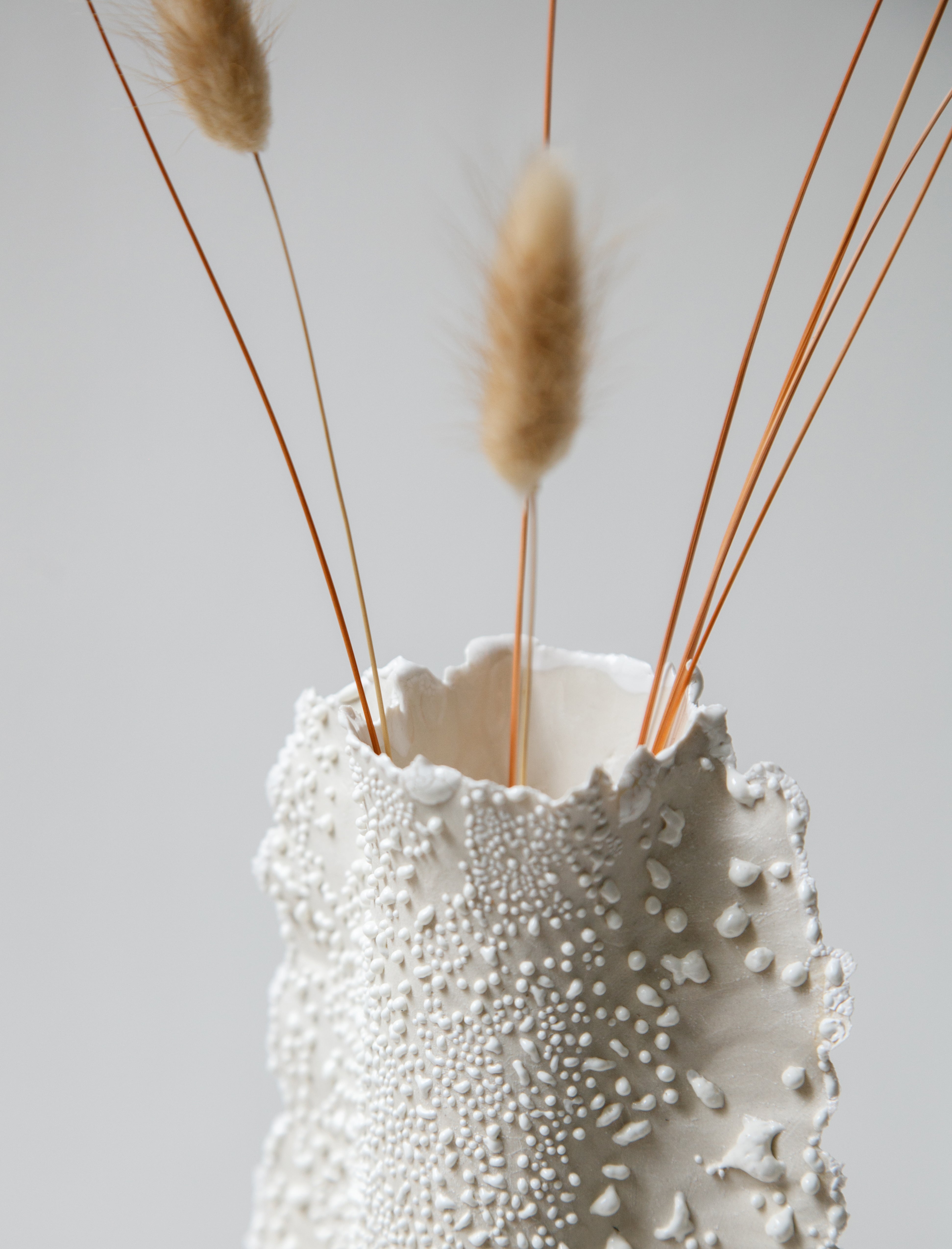 Nathalee Paolinelli Cylinder Vase with Wings White Lichen #16