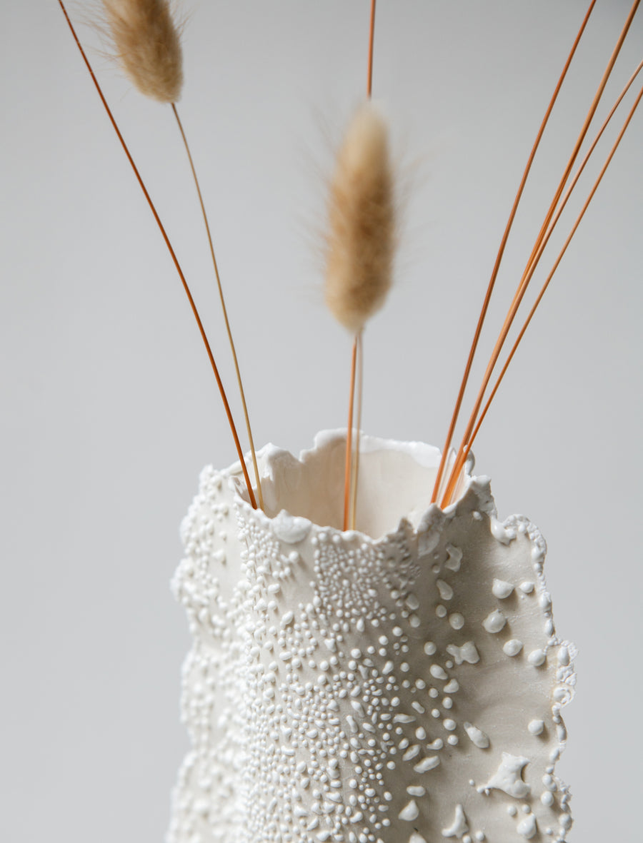 Cylinder Vase with Wings White Lichen #16 - Image 2