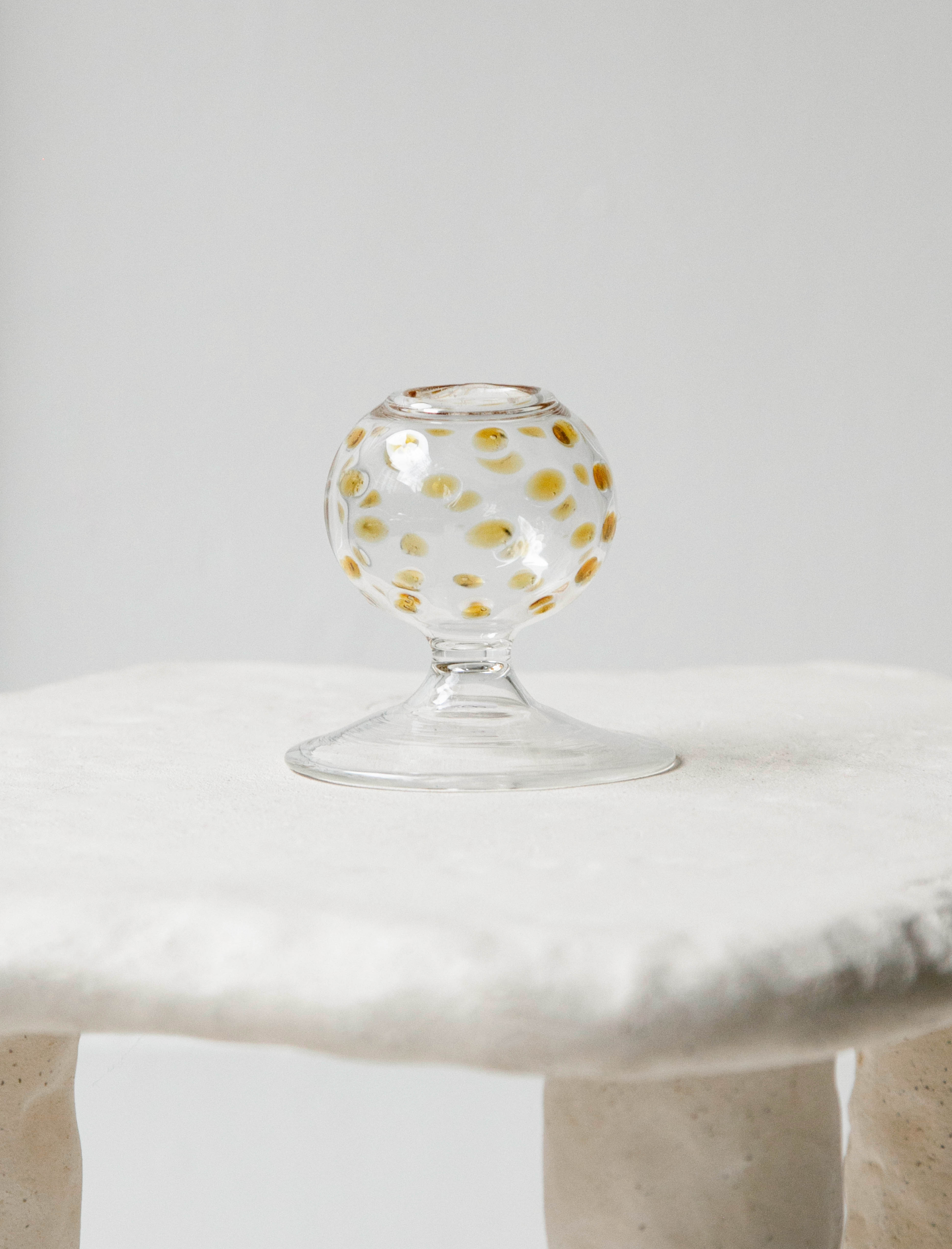 Gohar World Candle Holder Glass Short Clear/Red