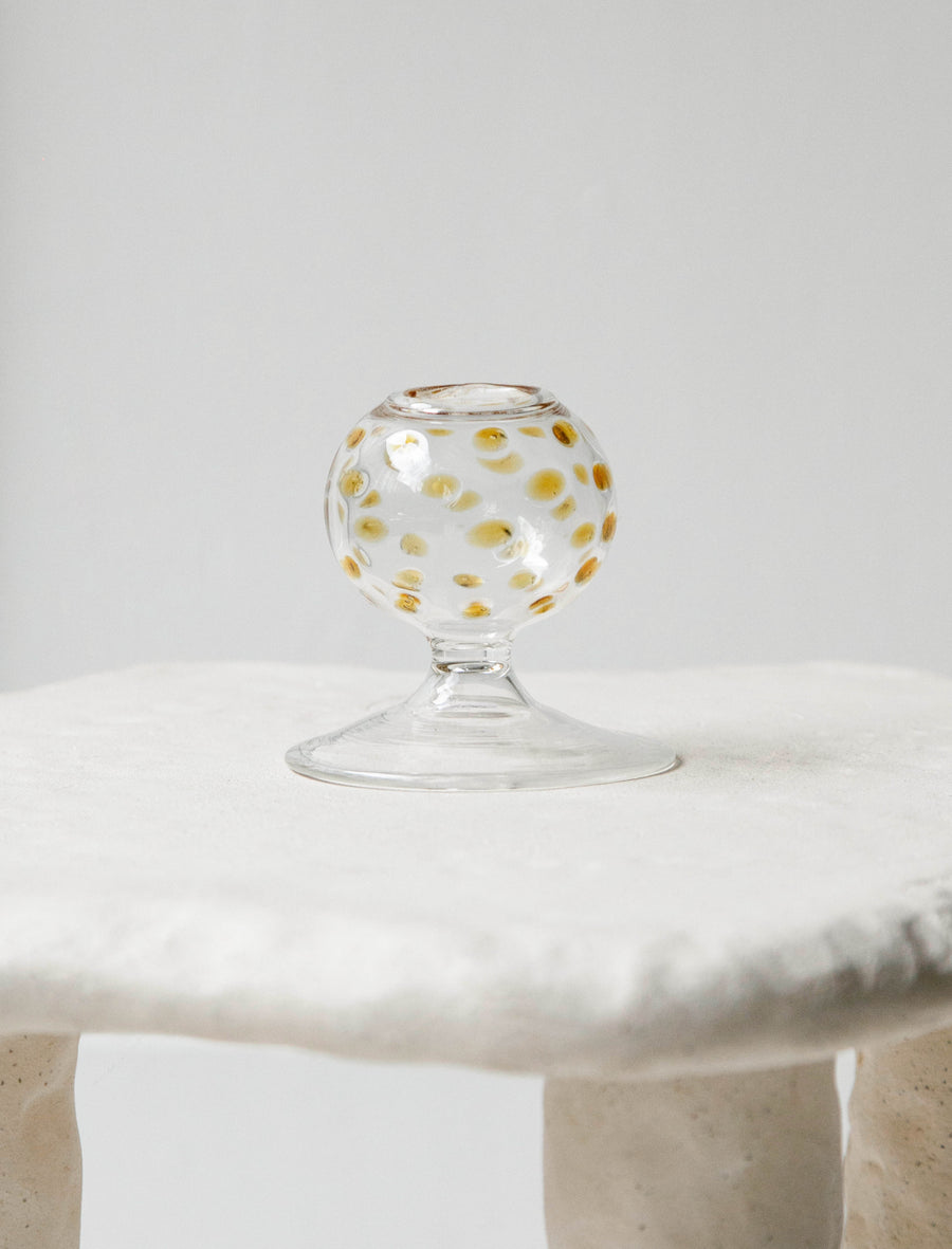 Candle Holder Glass Short Clear/Red - Image 2