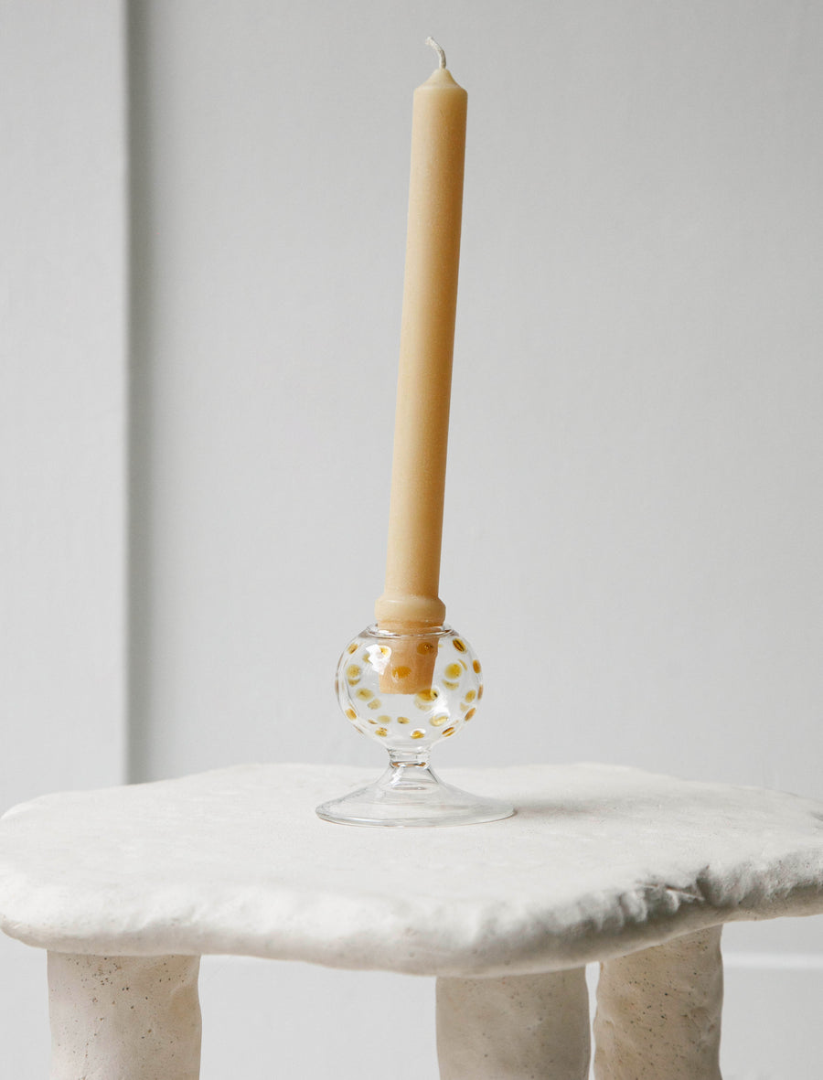 Candle Holder Glass Short Clear/Red - Image 1