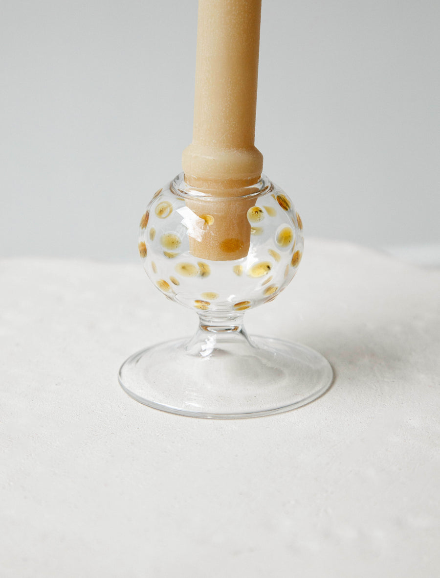 Candle Holder Glass Short Clear/Red - Image 3