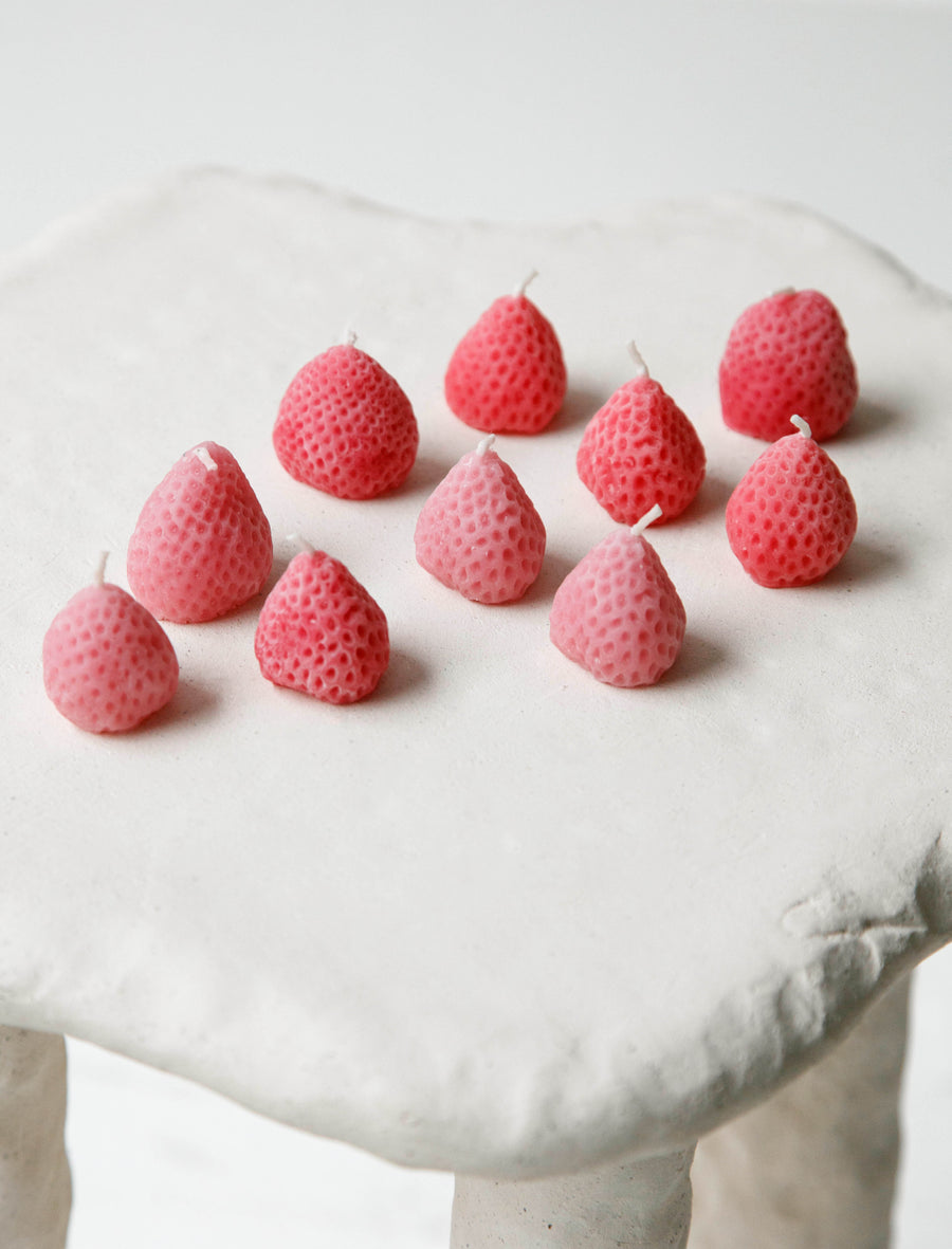 Pink Strawberry Birthday Candles - Image 1