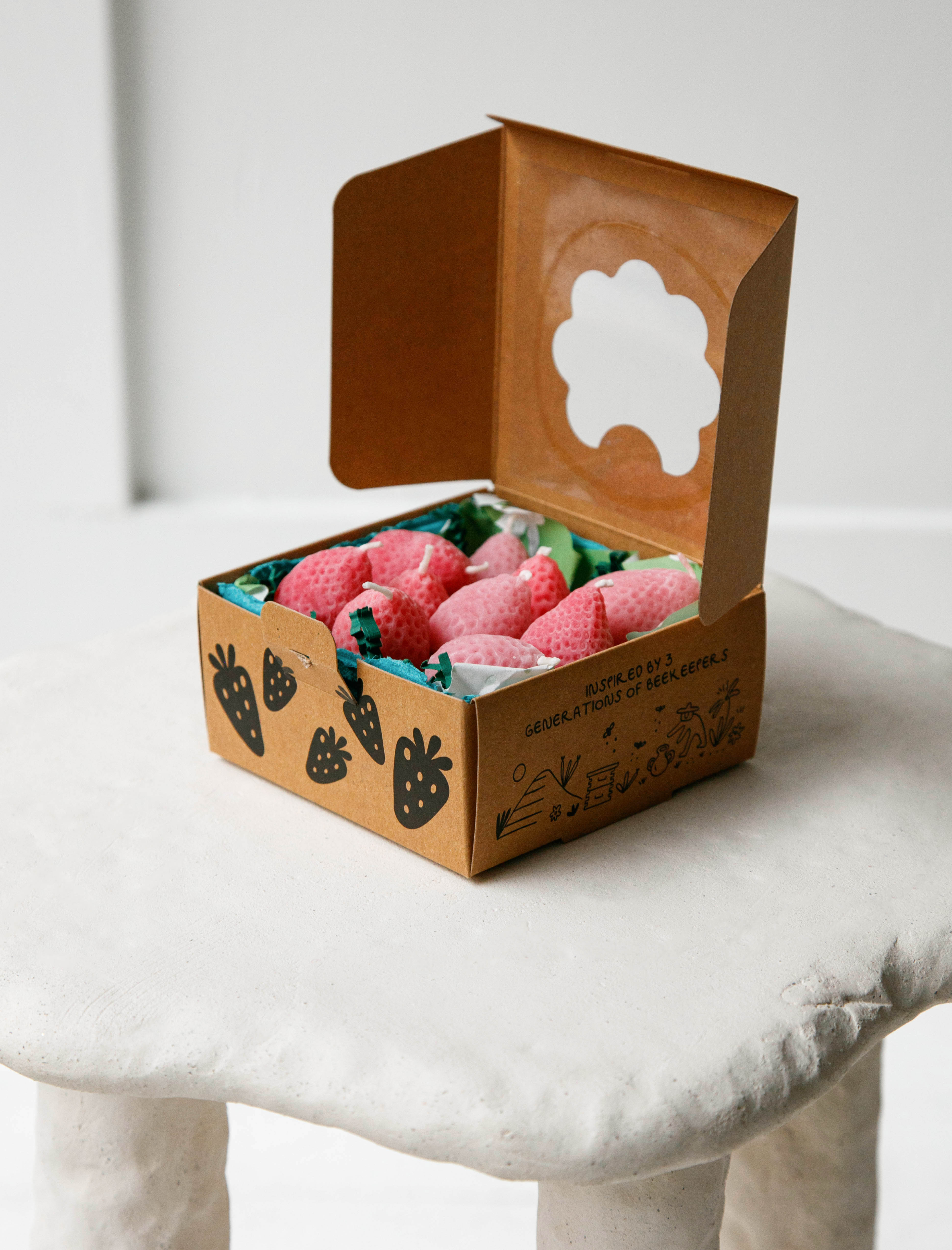 Happy Organics Pink Strawberry Birthday Candles