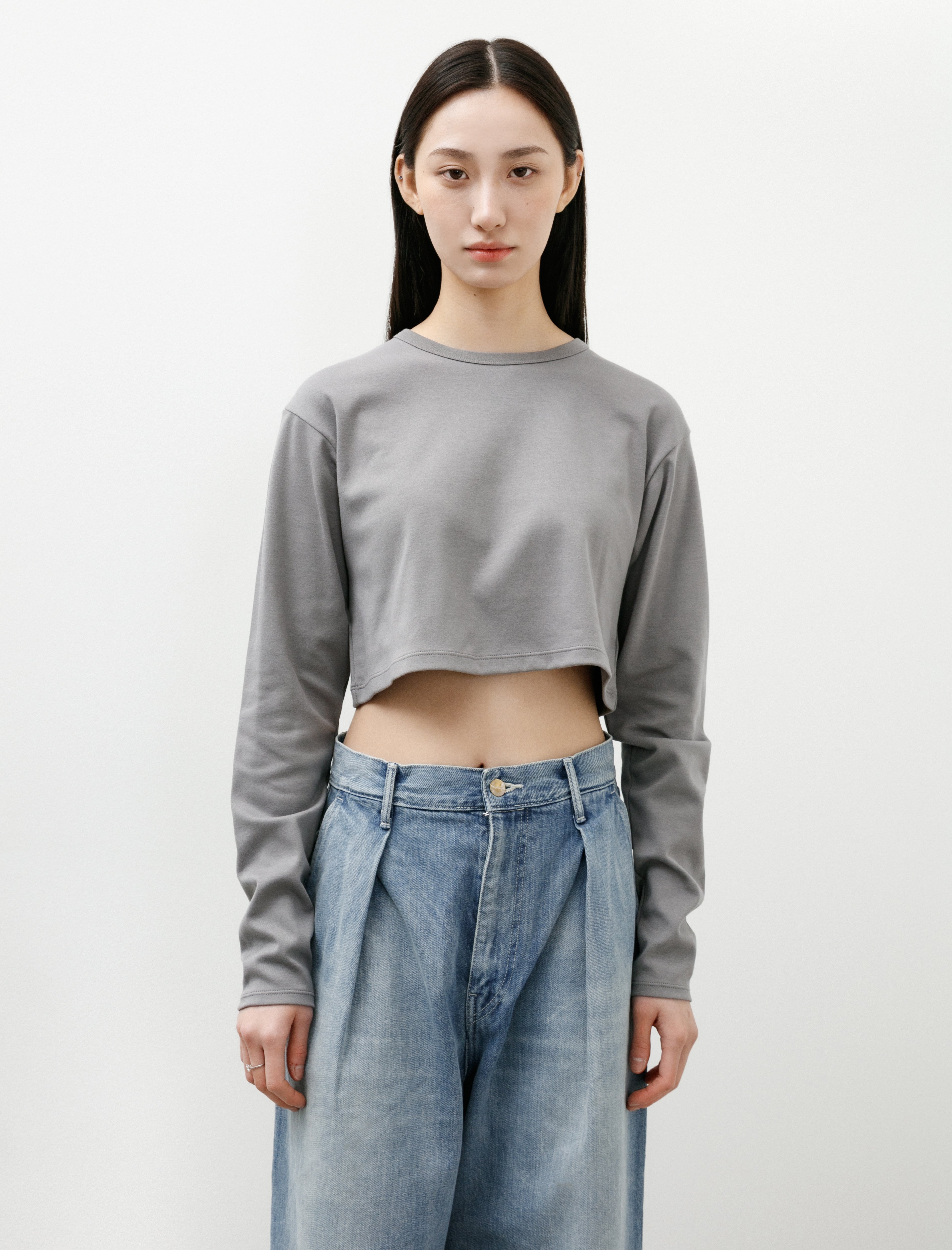 Graphpaper Silky Smooth L/S Compact Tee Gray