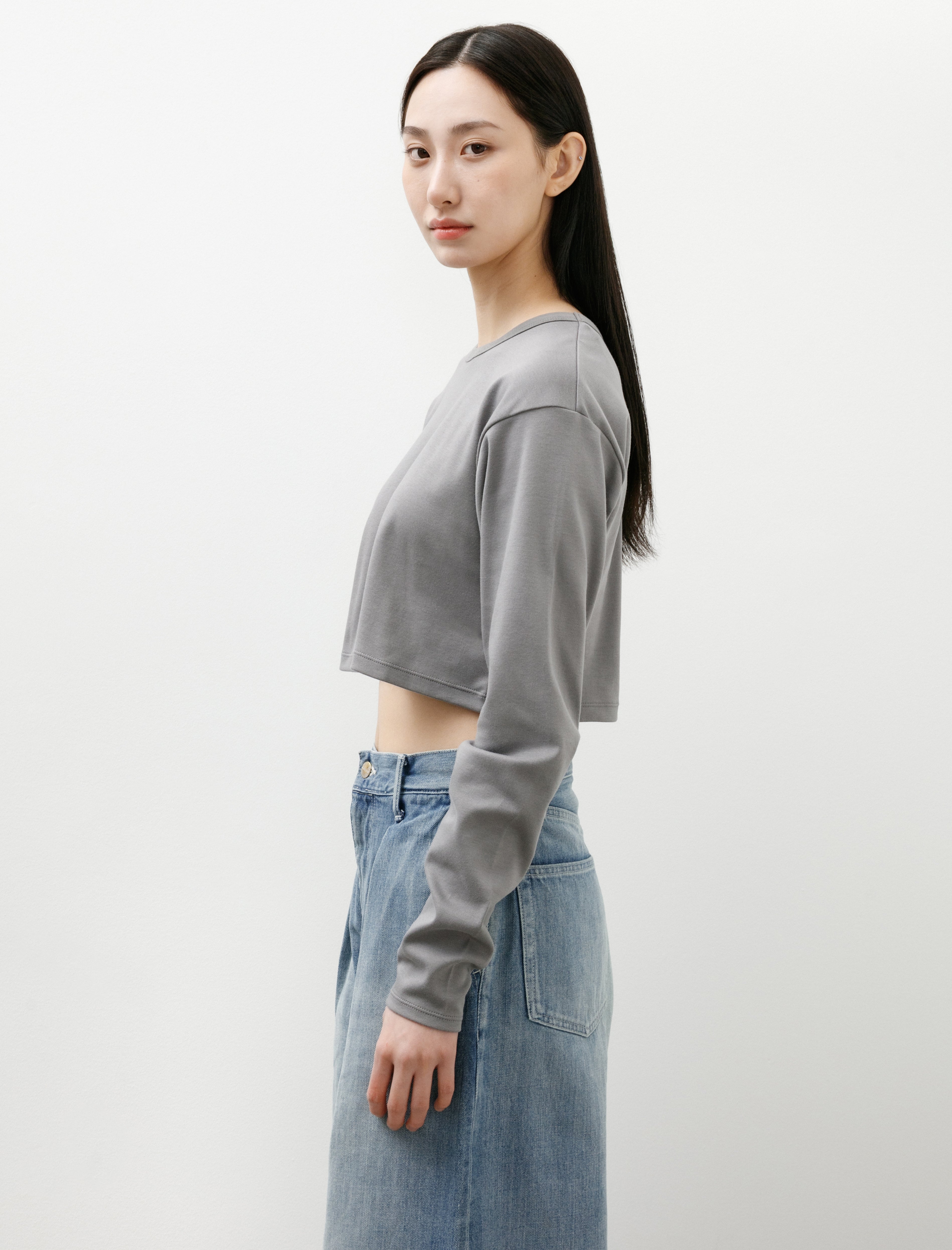 Graphpaper Silky Smooth L/S Compact Tee Gray