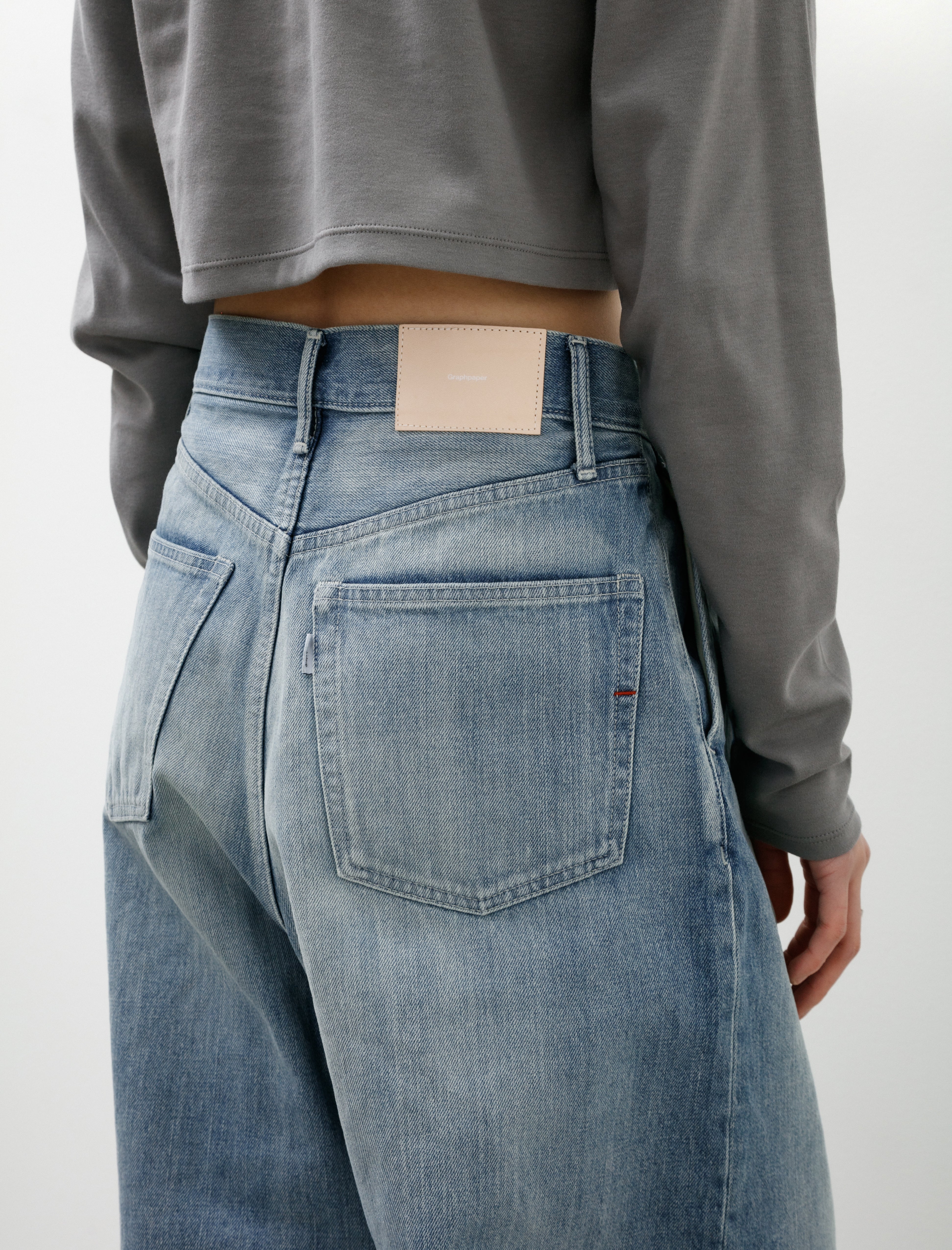 Graphpaper Selvedge Denim Two Tuck Wide Pants Indigo Light Fade