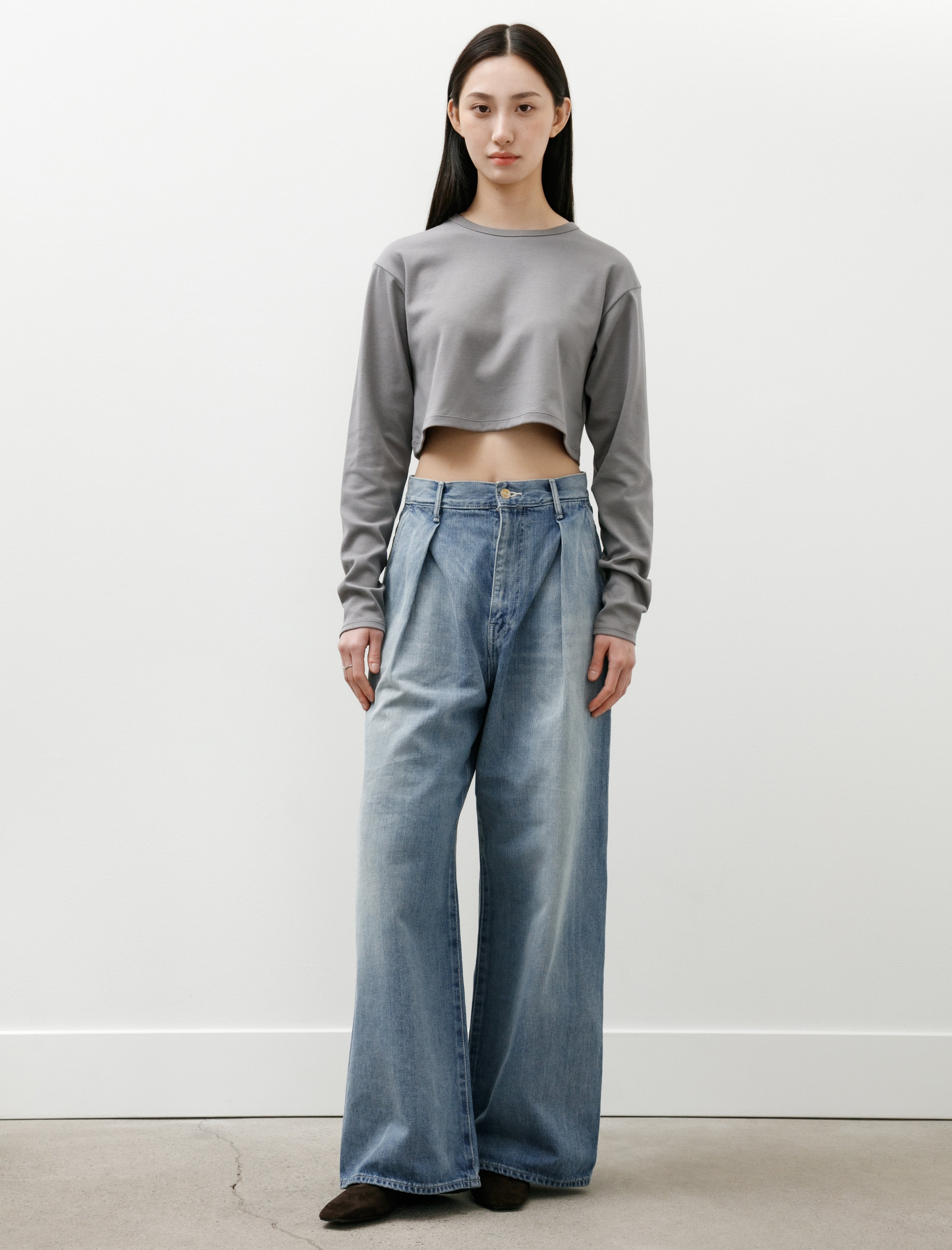 Graphpaper Selvedge Denim Two Tuck Wide Pants Indigo Light Fade