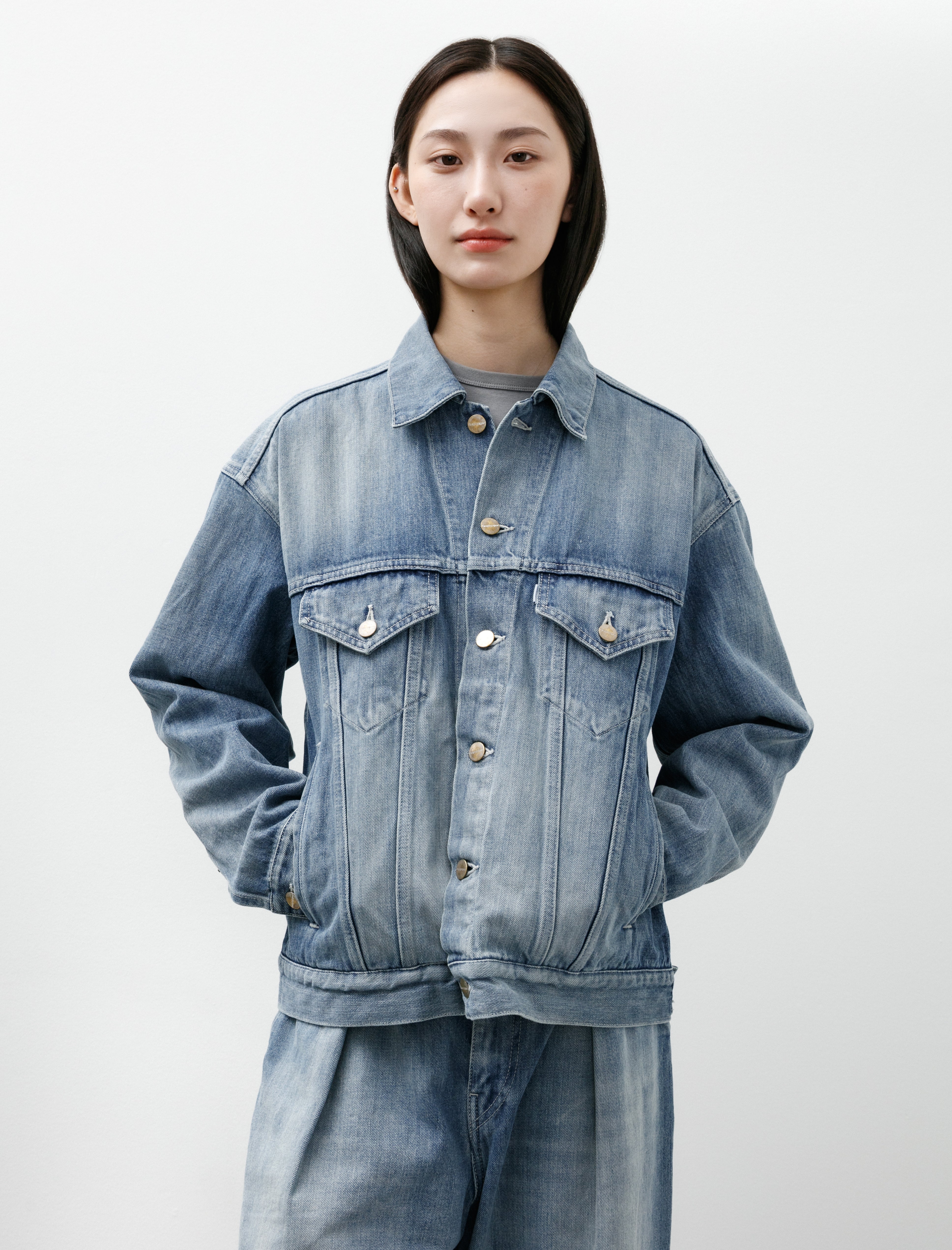 Graphpaper Selvedge Denim Trucker Jacket Indigo Light Fade