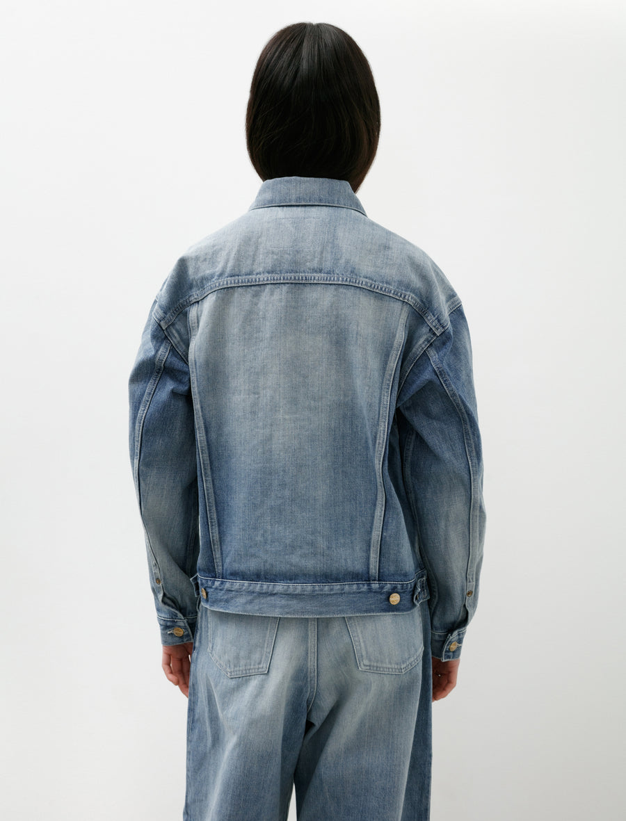 Selvedge Denim Trucker Jacket Indigo Light Fade - Image 5