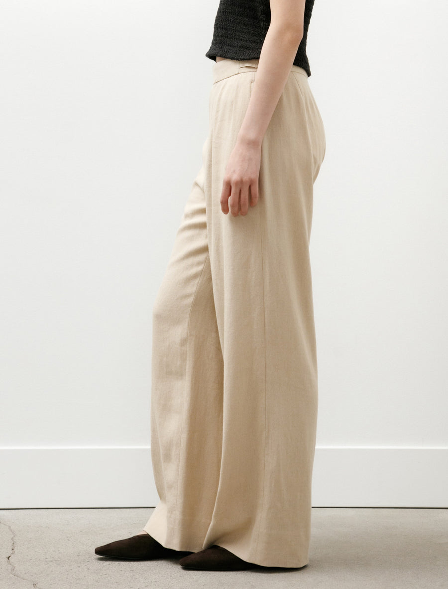 Rayon Linen Tucked Pants Beige - Image 4