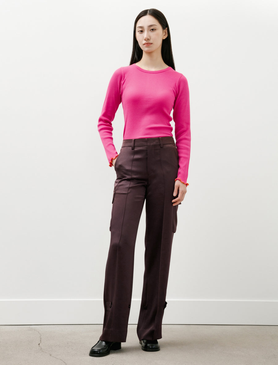 Satin Cargo Pants Burgundy - Image 1
