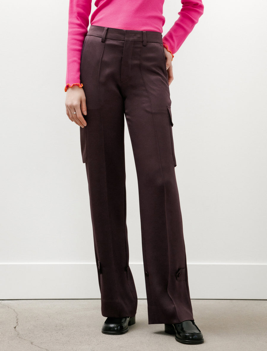 Satin Cargo Pants Burgundy - Image 2