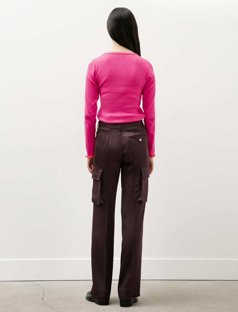 Satin Cargo Pants Burgundy - Image 5