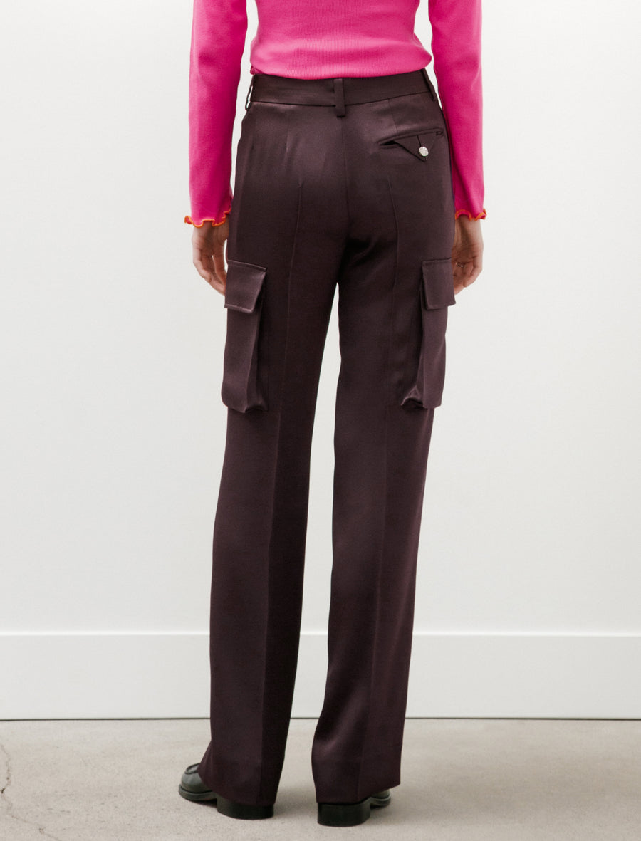Satin Cargo Pants Burgundy - Image 6
