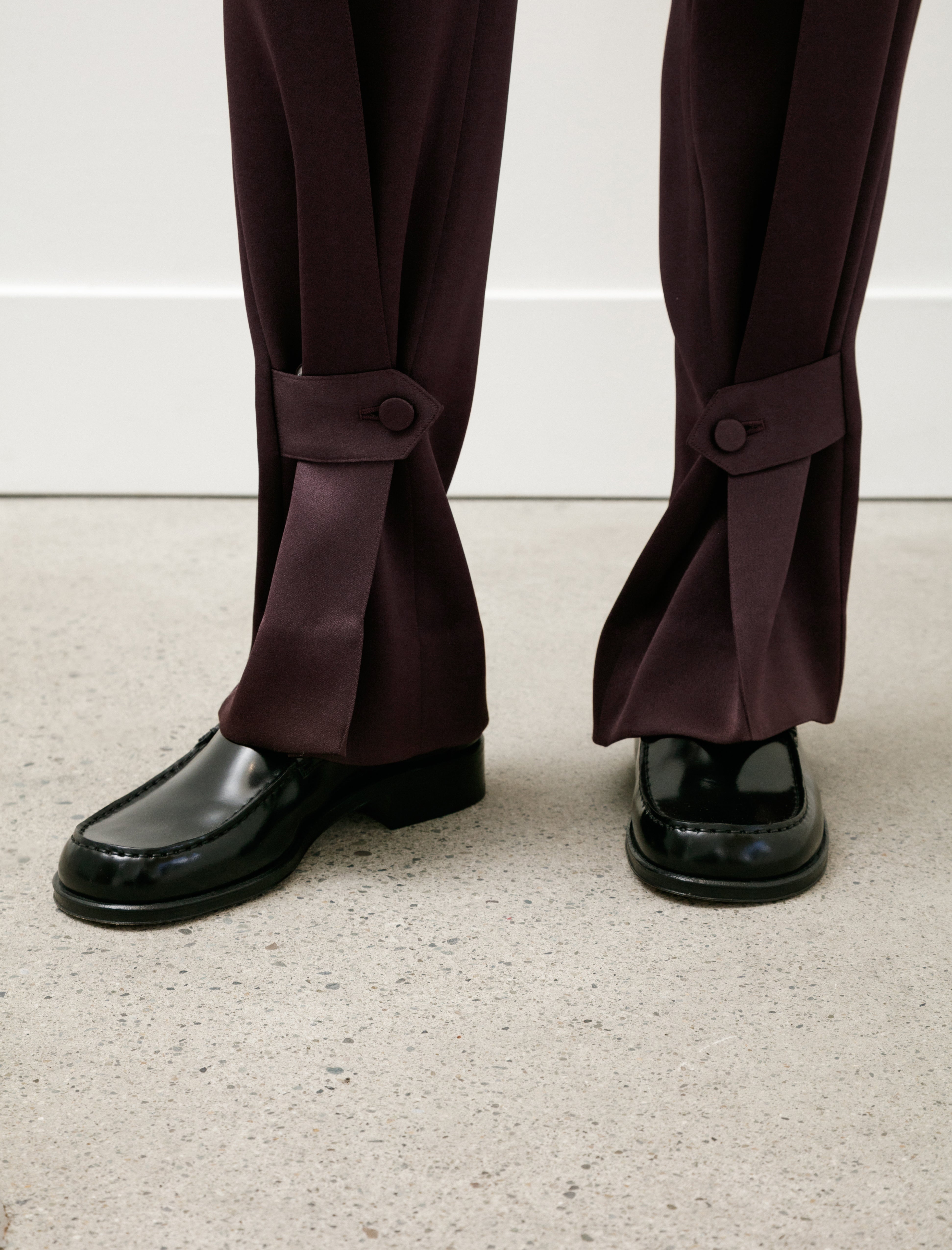 Kanako Sakai Satin Cargo Pants Burgundy