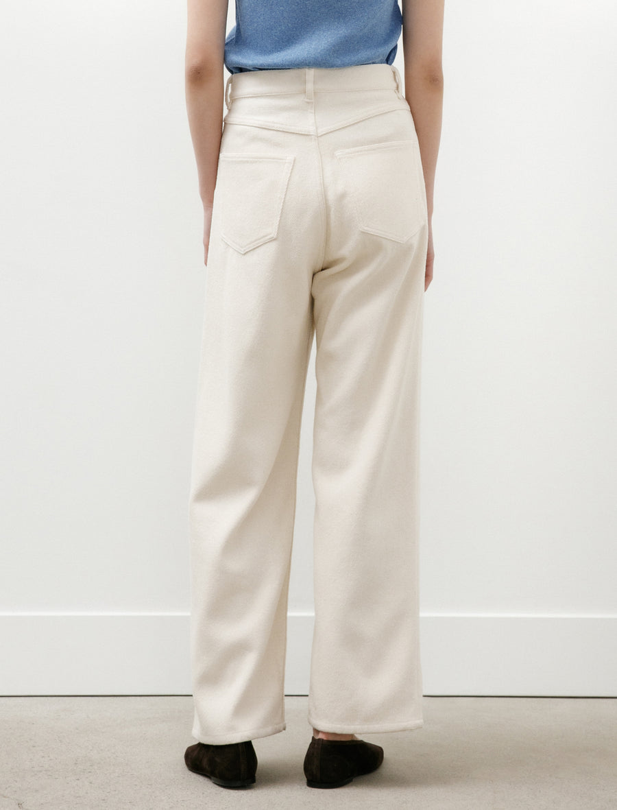 Silk Nep Denim 5P Wide Pants Ivory - Image 6