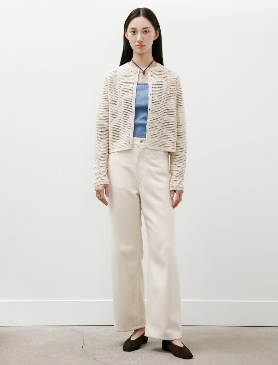 パンツ AURALEE SILK NEP DENIM 5P WIDE PANTS Silk Nep Denim 5P Wide Pants Ivory White | HAVEN