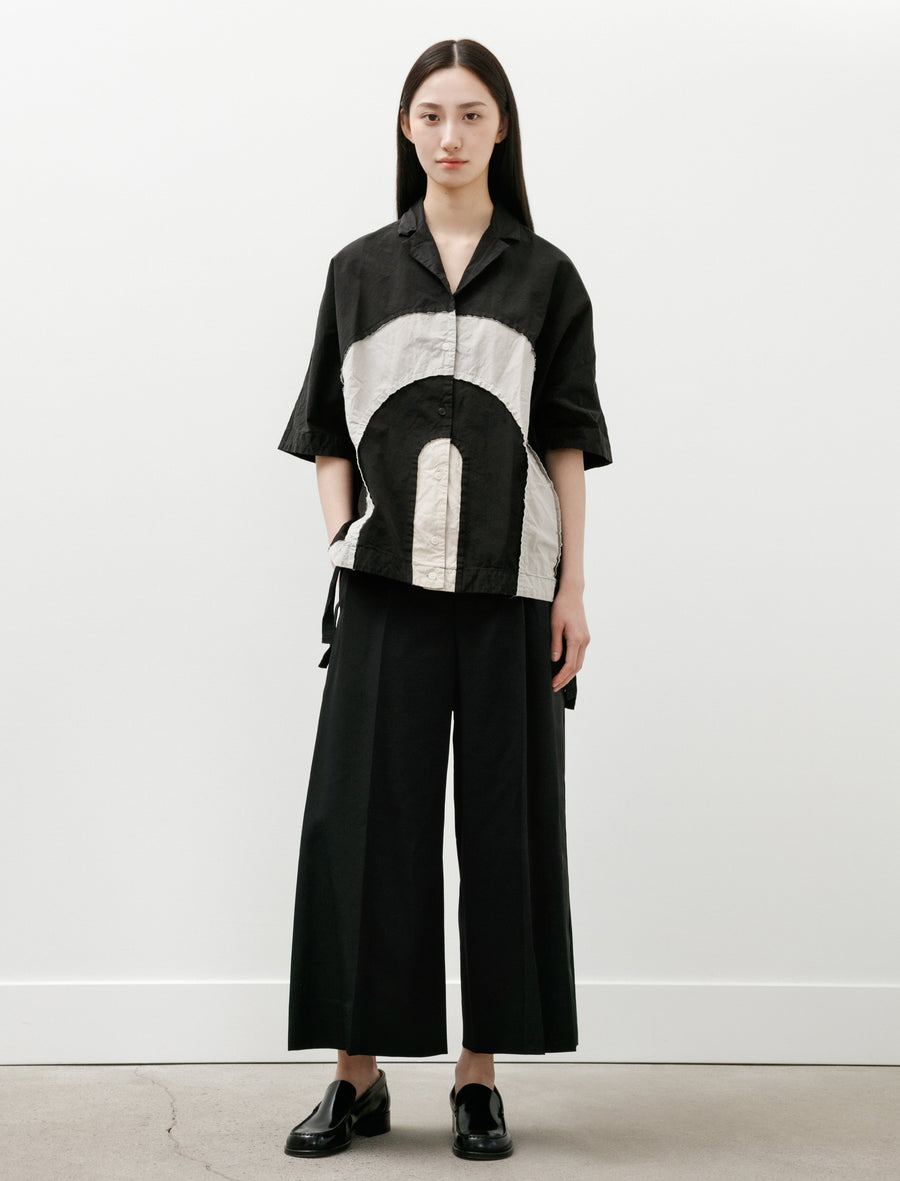 Satin Stripe Wide Leg Pants Black - Image 1