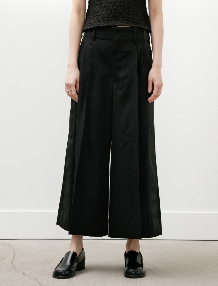 Satin Stripe Wide Leg Pants Black - Image 2