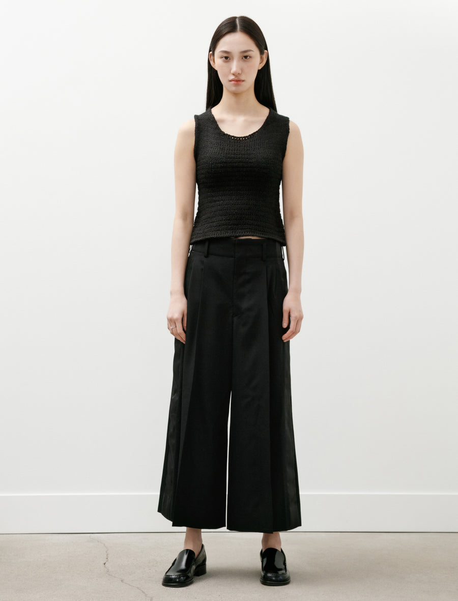 Satin Stripe Wide Leg Pants Black - Image 3