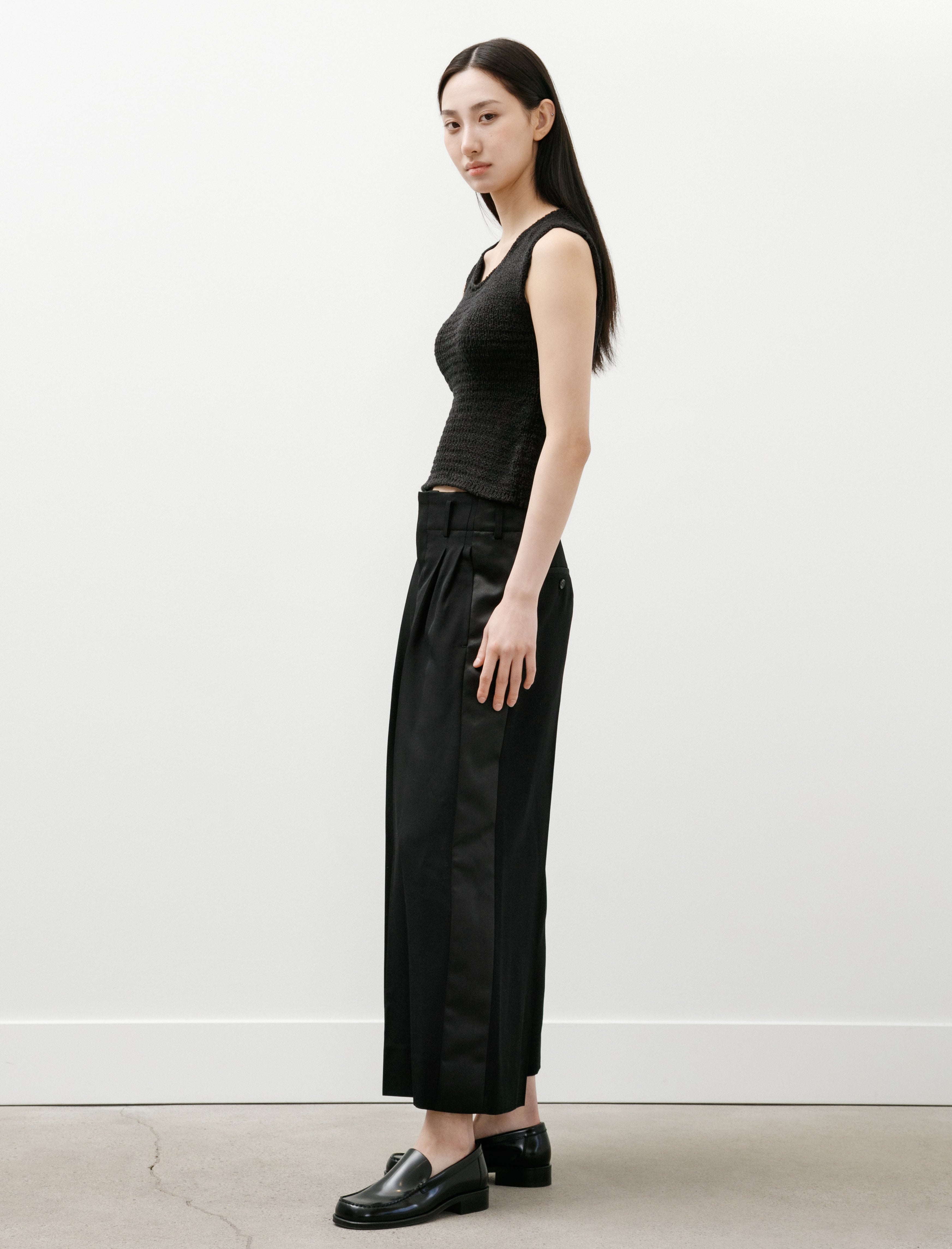 Comme des Garçons Comme des Garçons Satin Stripe Wide Leg Pants Black
