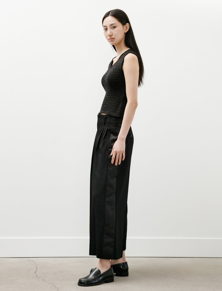 Satin Stripe Wide Leg Pants Black - Image 4