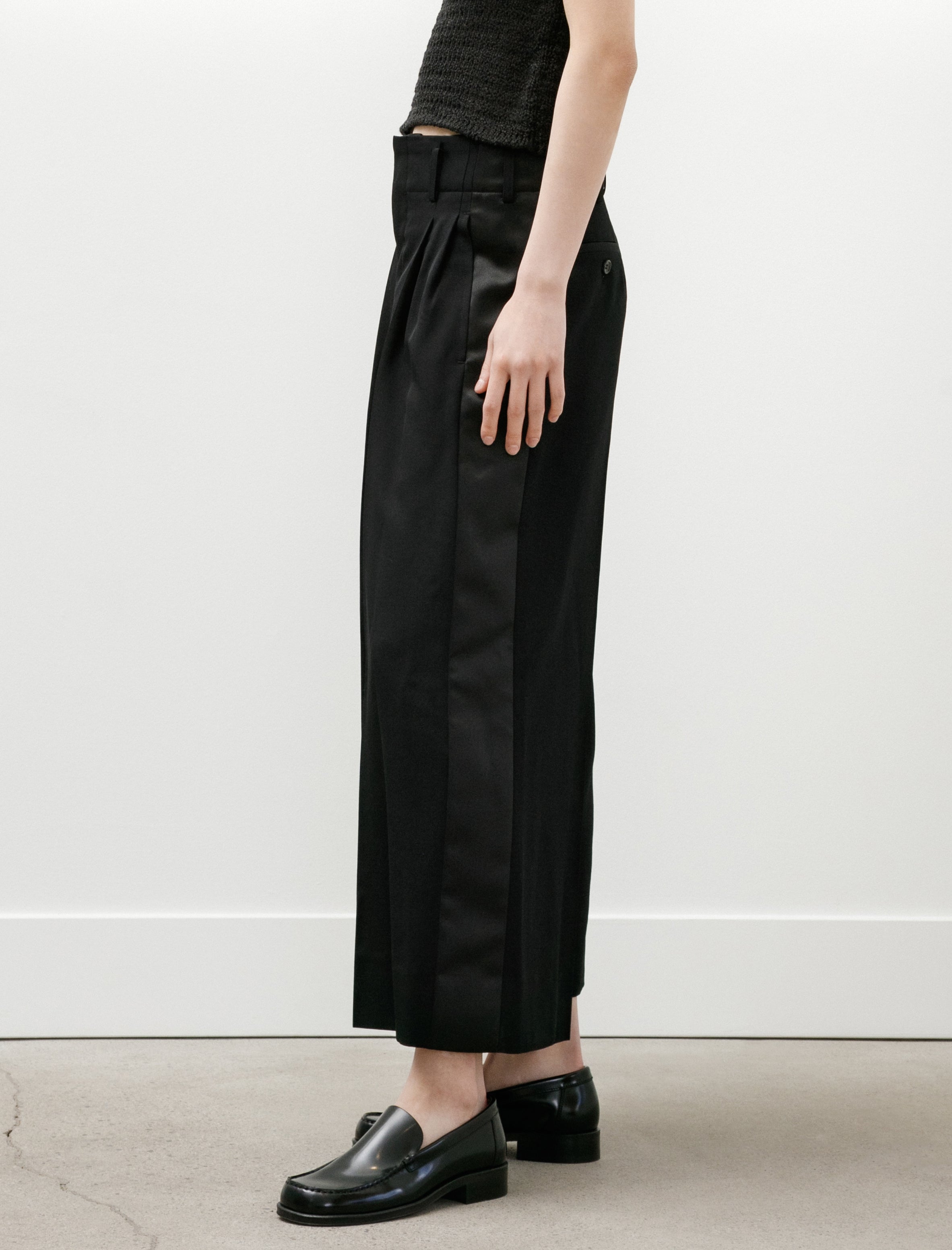 Comme des Garçons Comme des Garçons Satin Stripe Wide Leg Pants Black