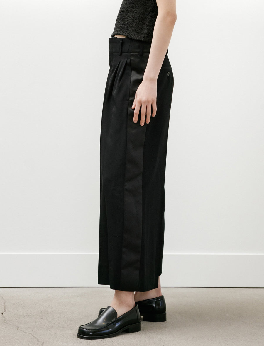 Satin Stripe Wide Leg Pants Black - Image 5