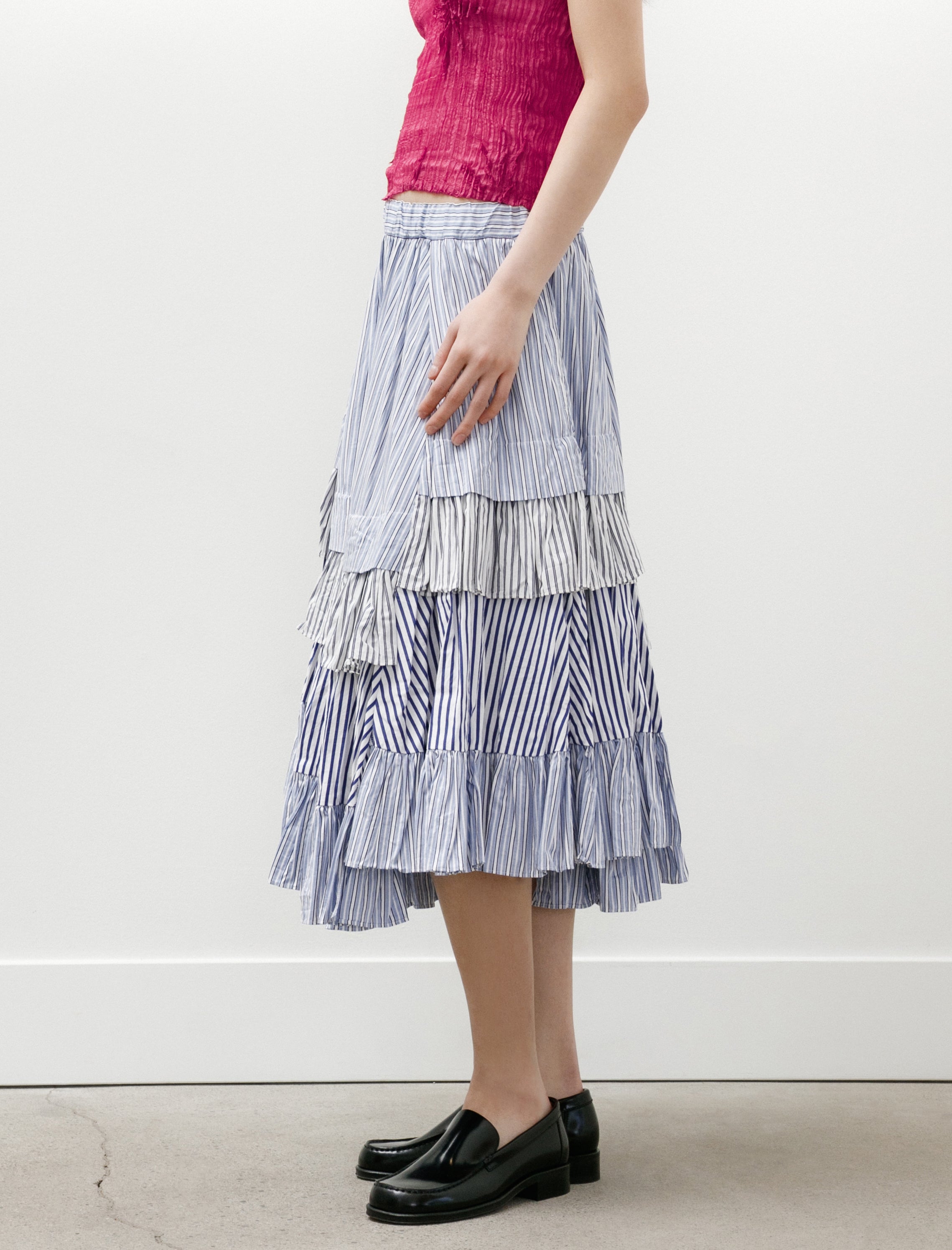 Multi Ticking Stripe Tiered Skirt