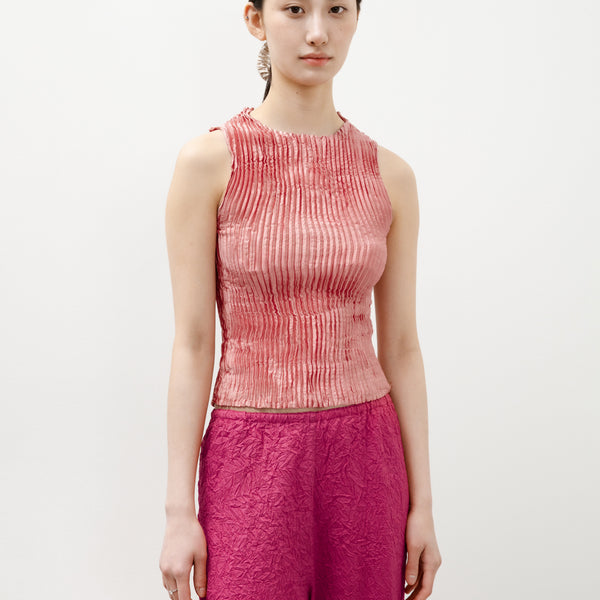 Azur Plissé Silk Tank Top Coral Pink – Neighbour
