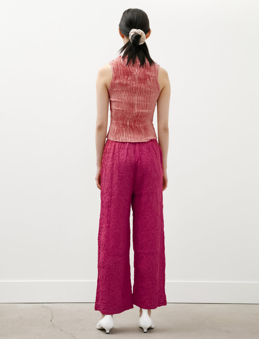 Crumpled Matte Silk Pants Fuchsia - Image 5