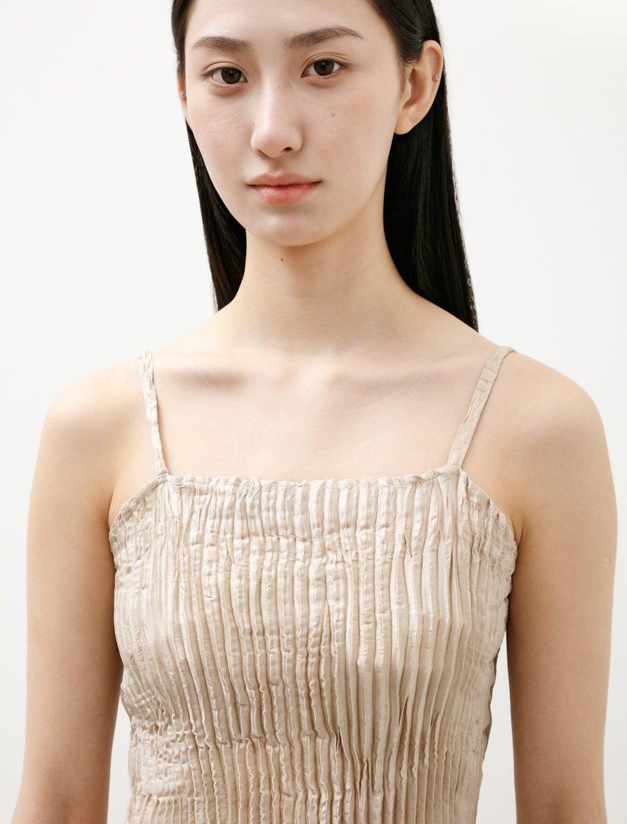 Plissé Silk Tube Long Dress Stone - Image 2