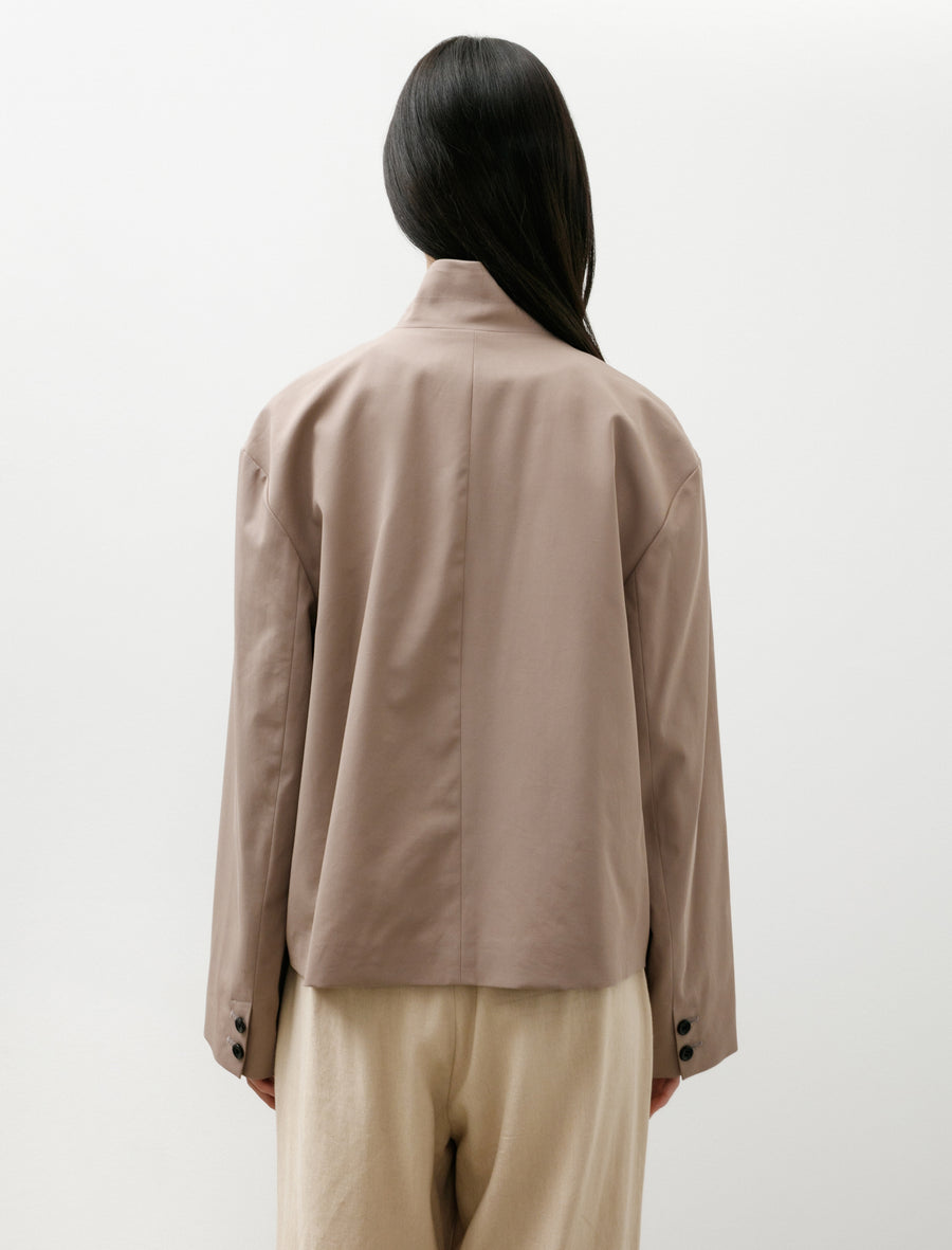 Brushed Cotton Gabardine Stand Collar Jacket Taupe - Image 5