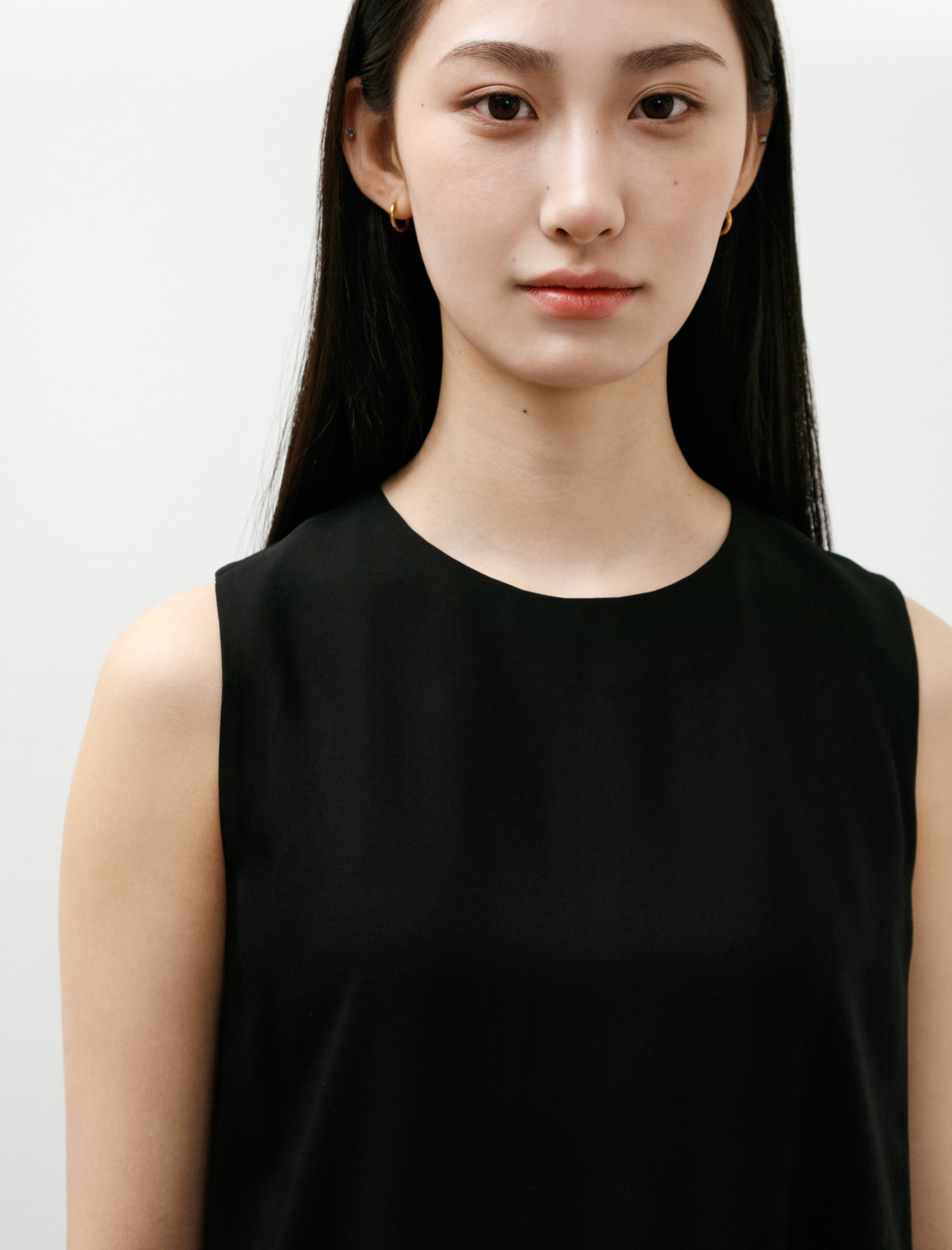 Graphpaper Viscose Cupro Back Satin Sleeveless Dress Black