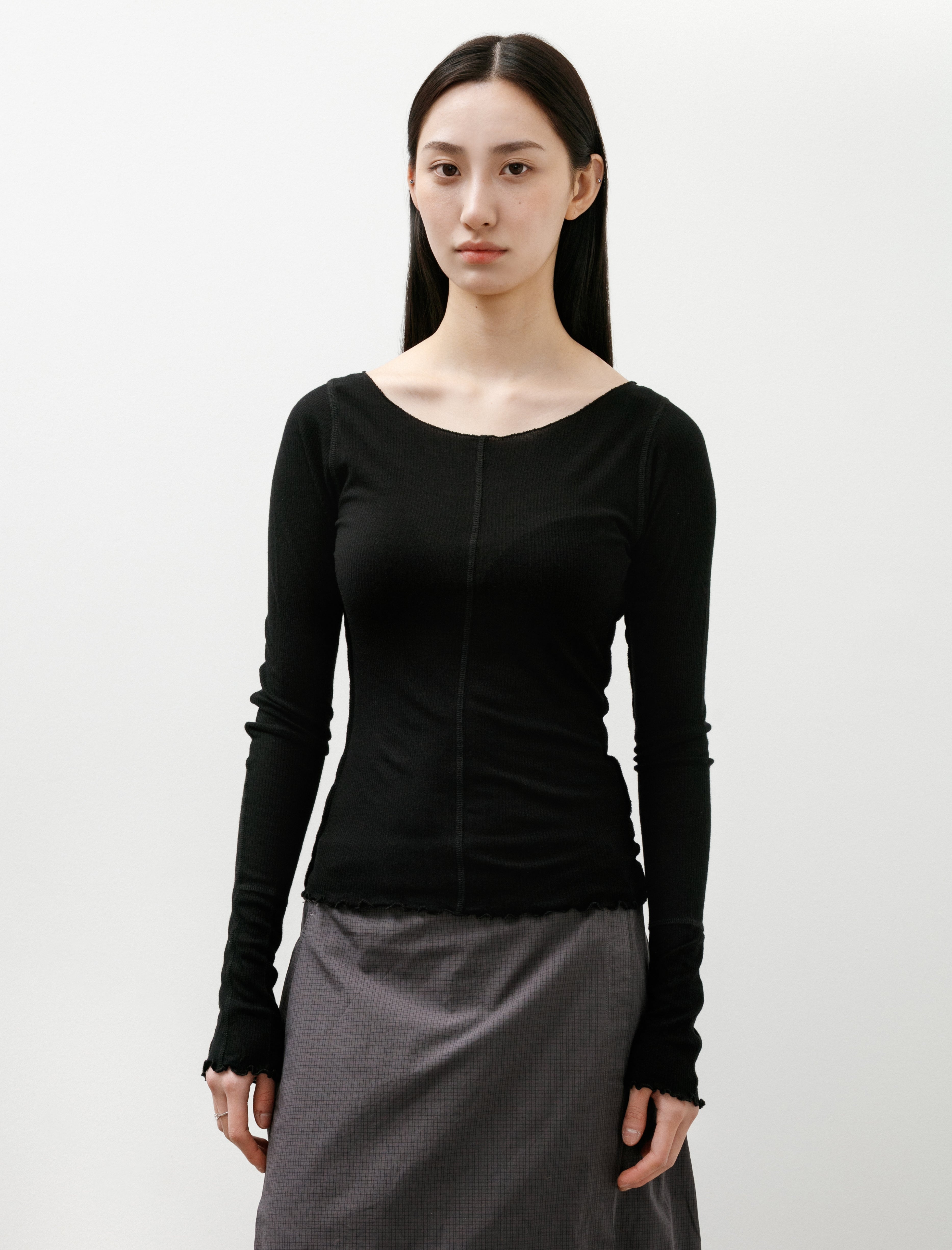 mfpen LS Flatlock Tee Black Rib