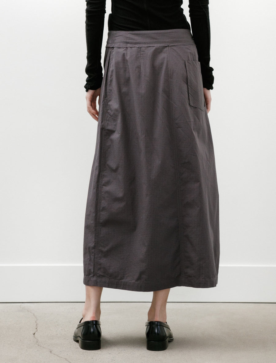 Classic Wrap Skirt Mushroom Micro Check Poplin - Image 5