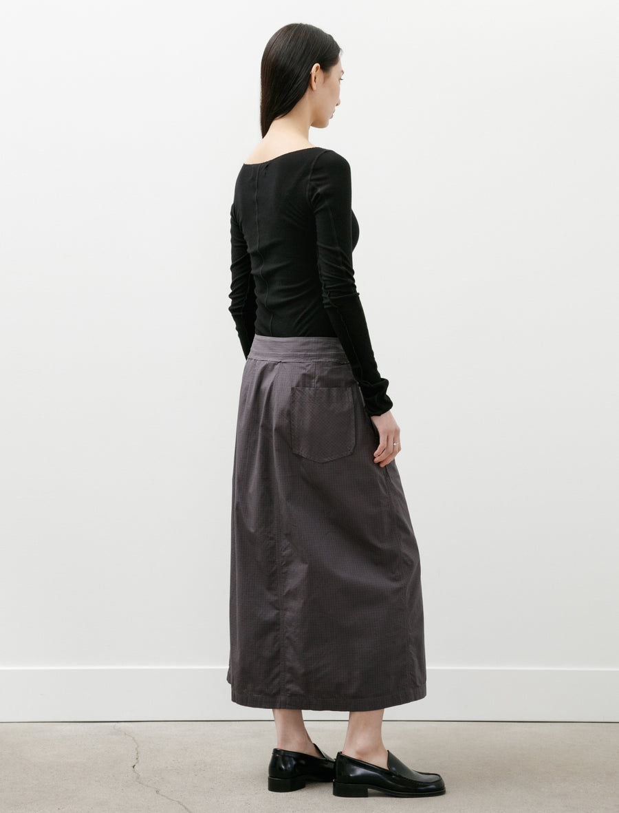 Classic Wrap Skirt Mushroom Micro Check Poplin - Image 6