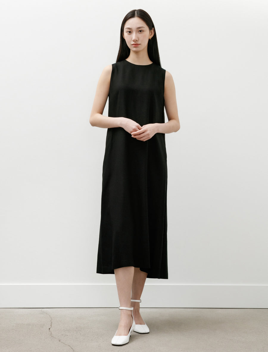 Viscose Cupro Back Satin Sleeveless Dress Black - Image 1