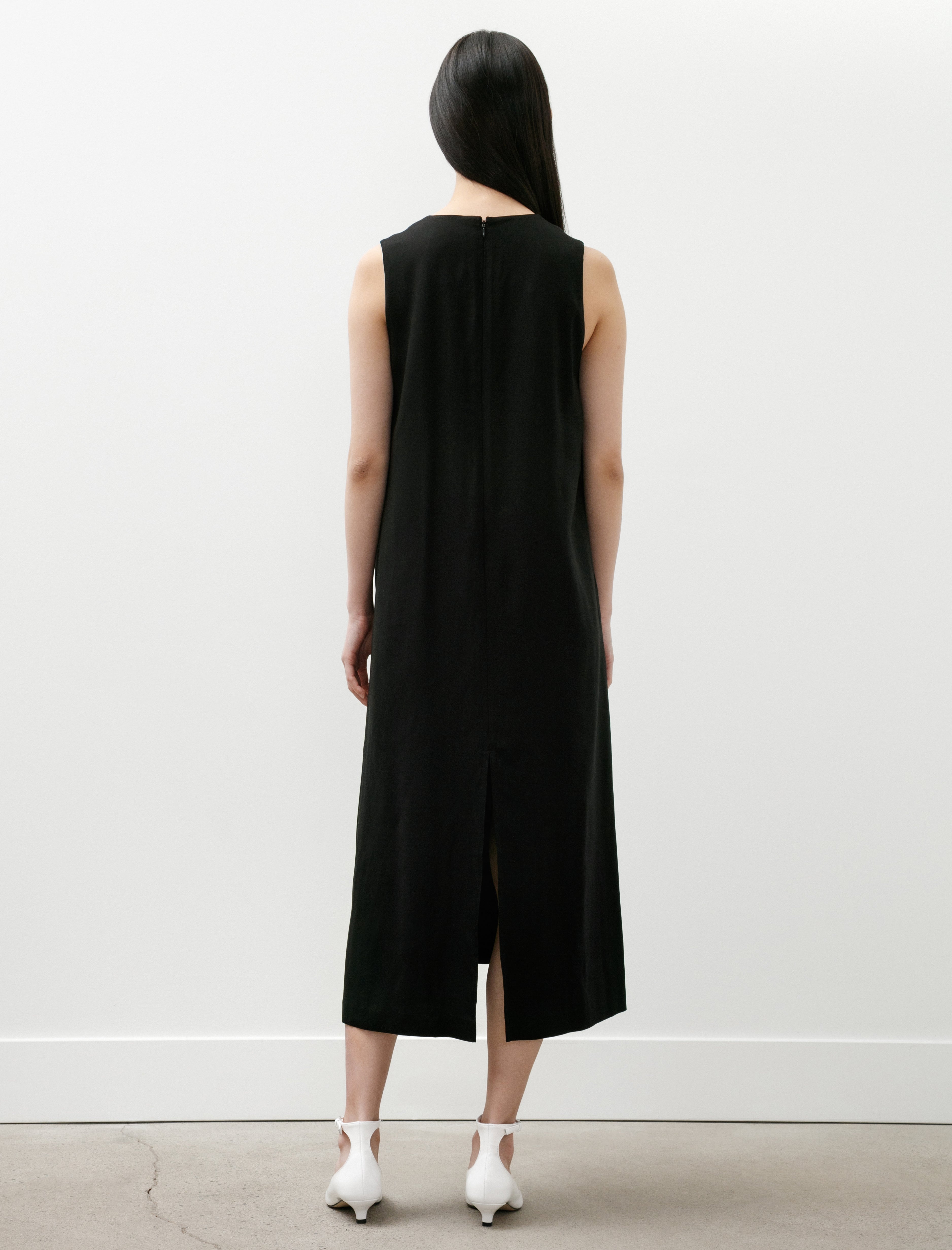Graphpaper Viscose Cupro Back Satin Sleeveless Dress Black