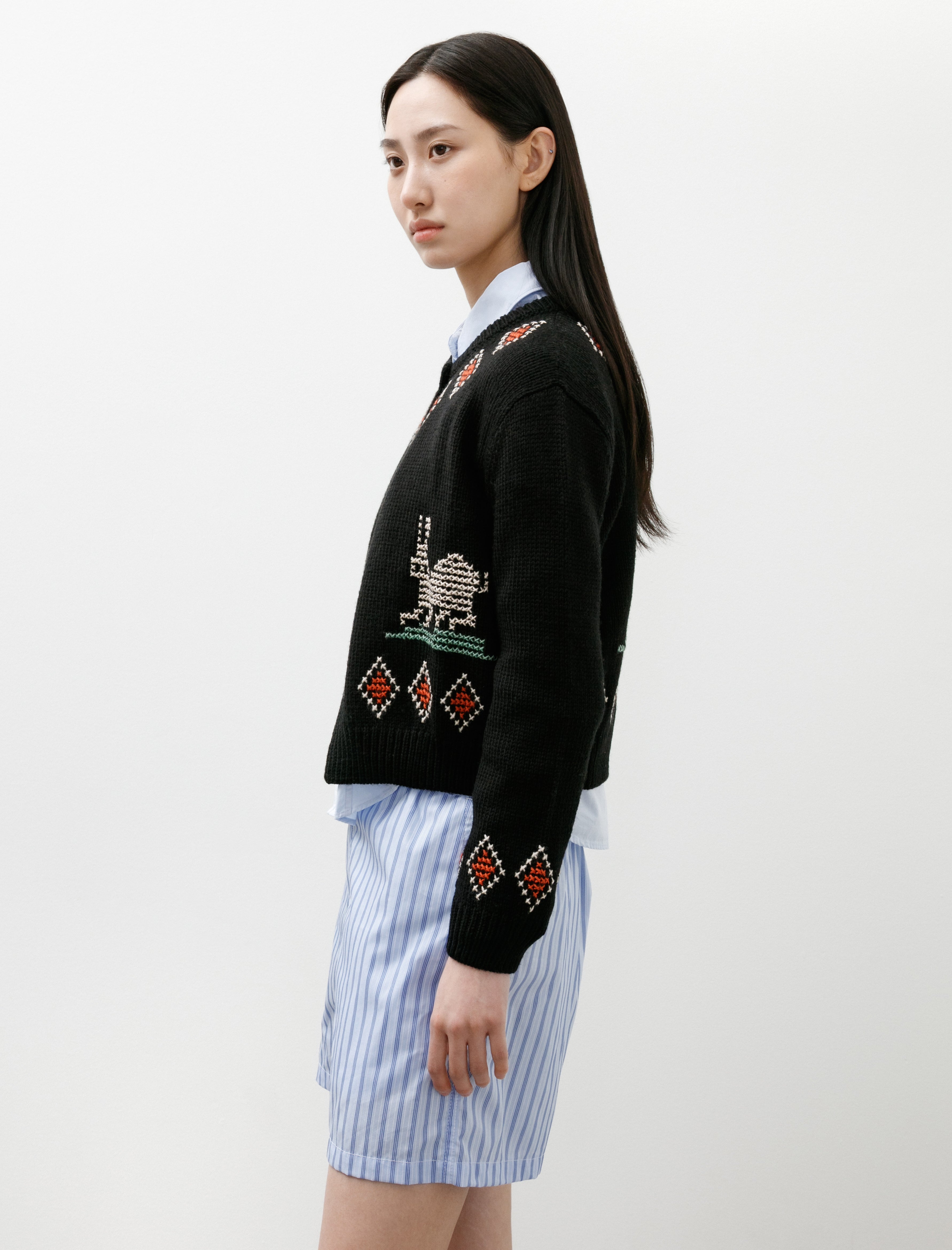 Bode Bunny Cardigan Black