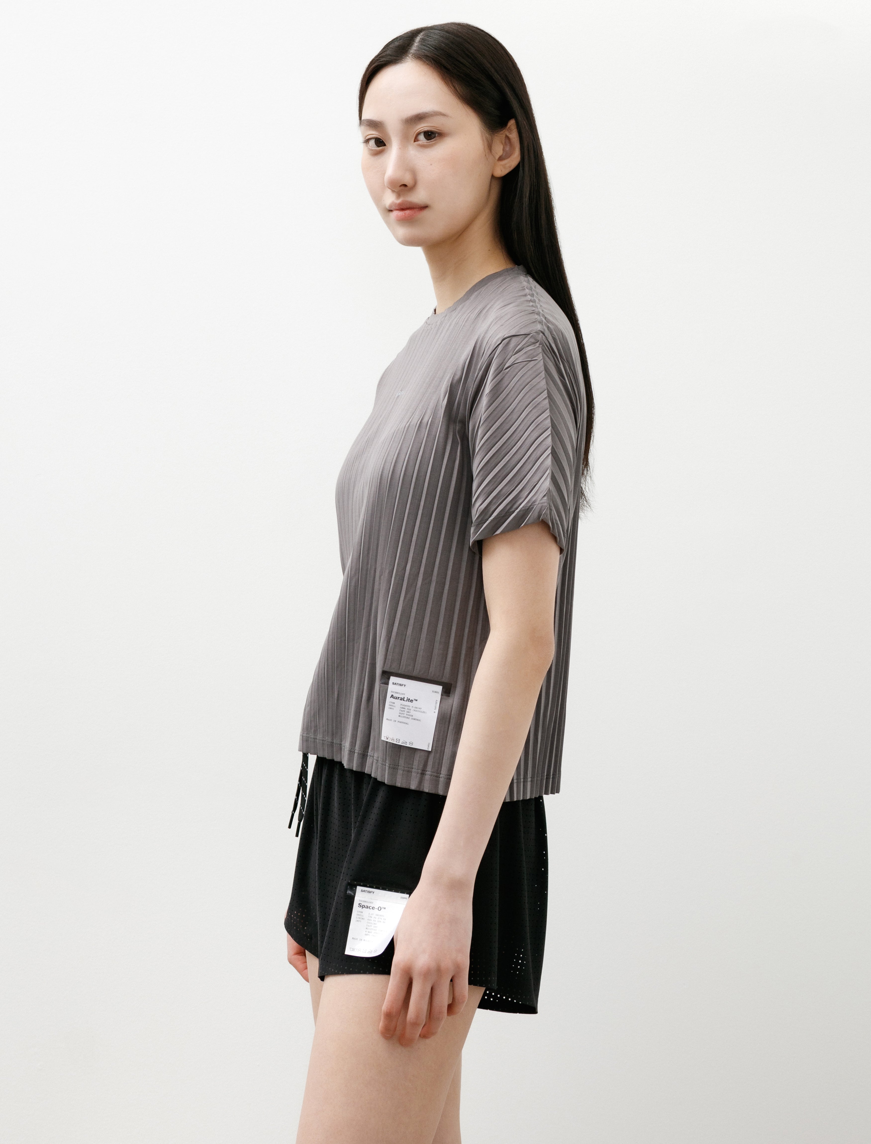 Satisfy Auralite Pleated T-Shirt Granite Grey